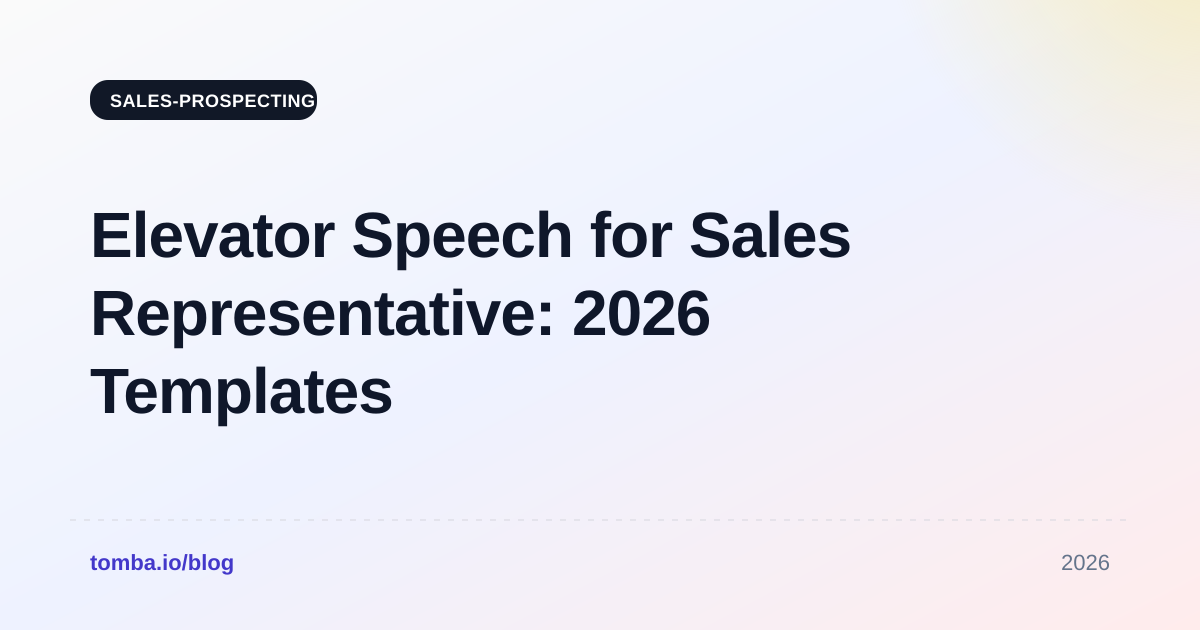 Elevator Speech for Sales Representative: 2026 Templates