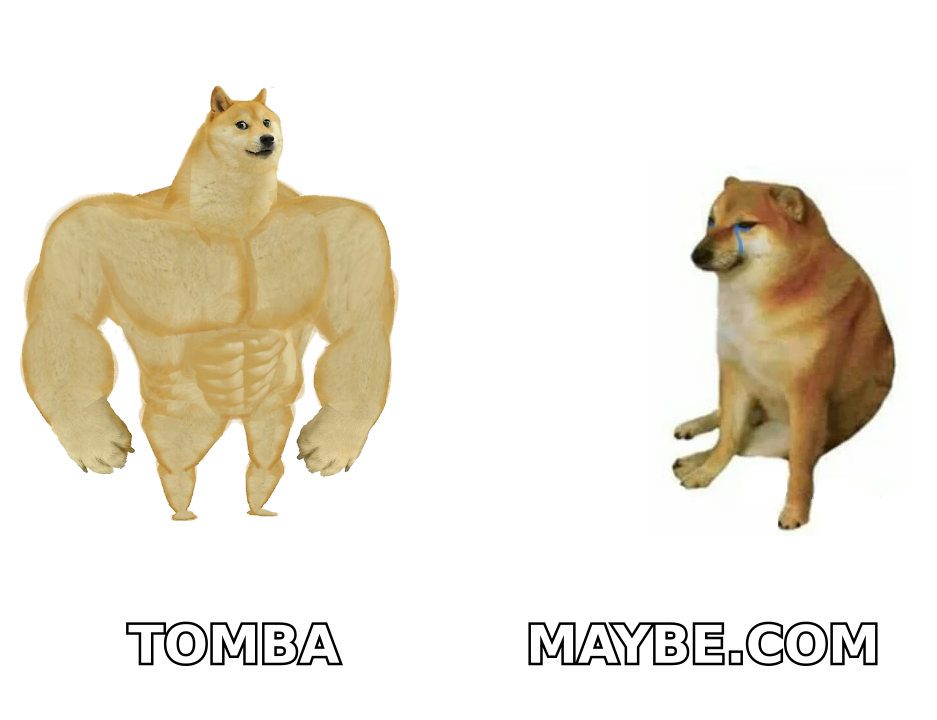 Doge vs Cheems meme contrasting a confident verified email finder against guesswork