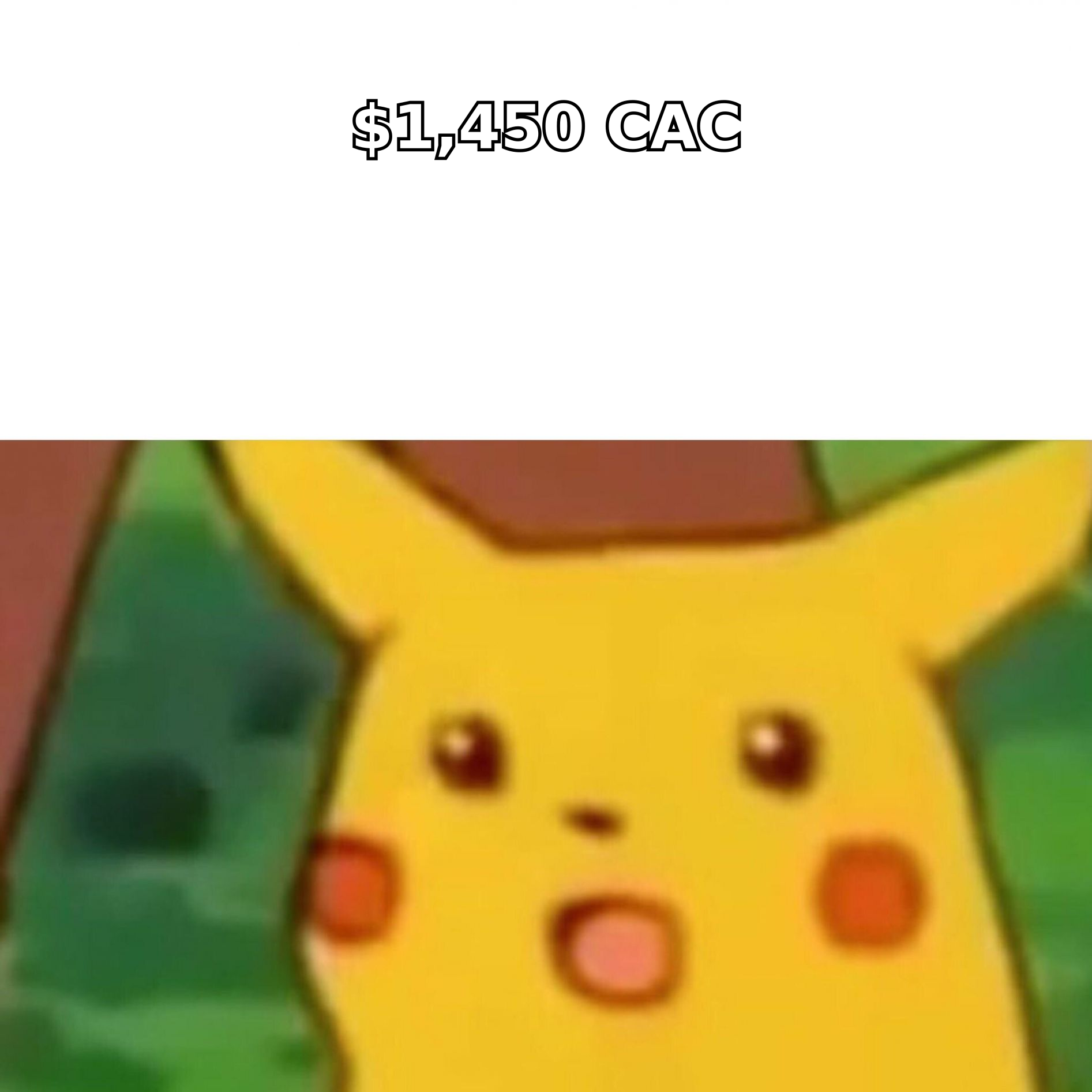 Surprised reaction to a high blended CAC figure on a dashboard