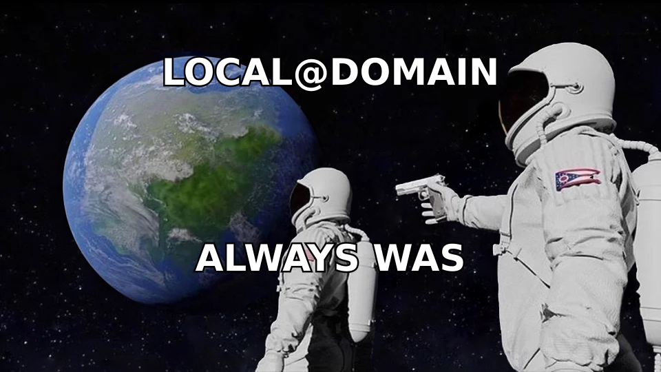 Realizing every email address has always been just local part plus domain