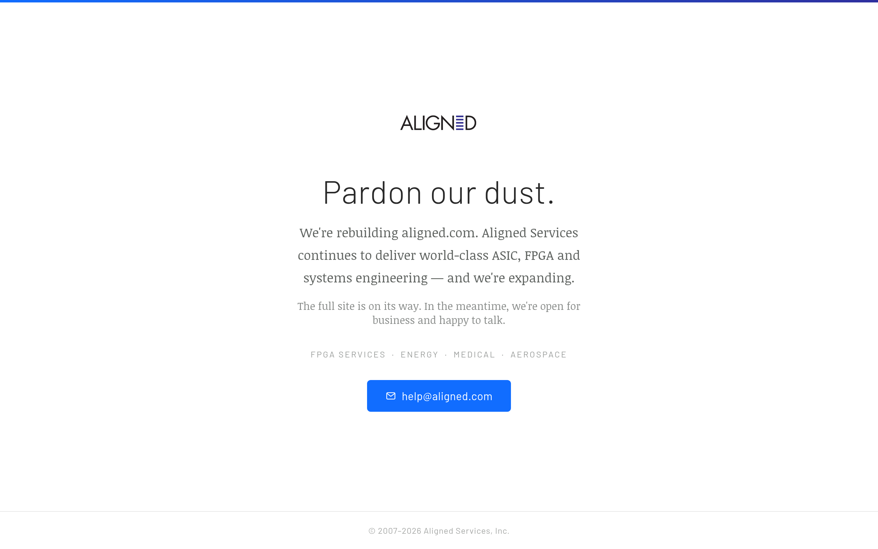 Aligned website screenshot — product, features and pricing