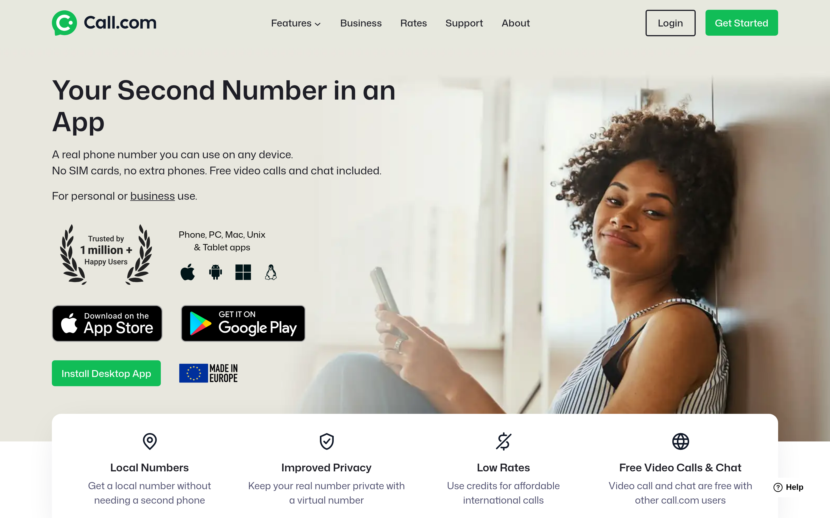 call website screenshot — product, features and pricing