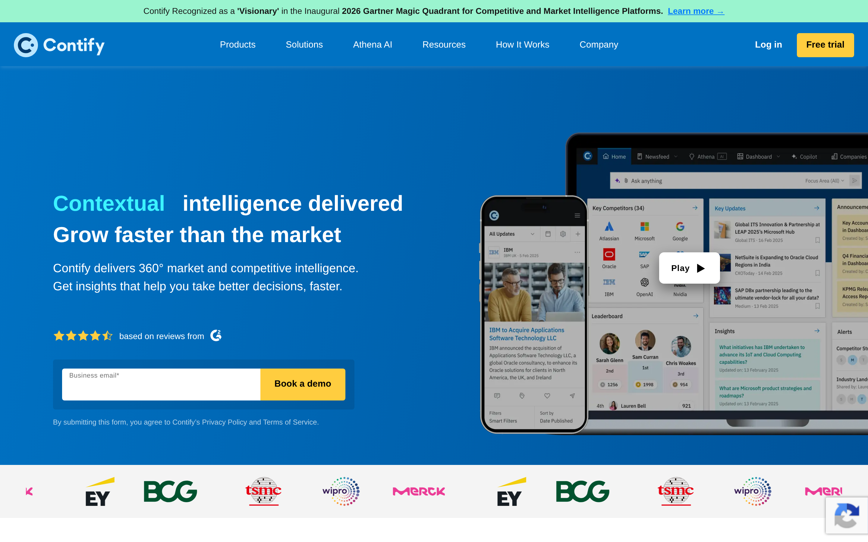 Contify website screenshot — product, features and pricing
