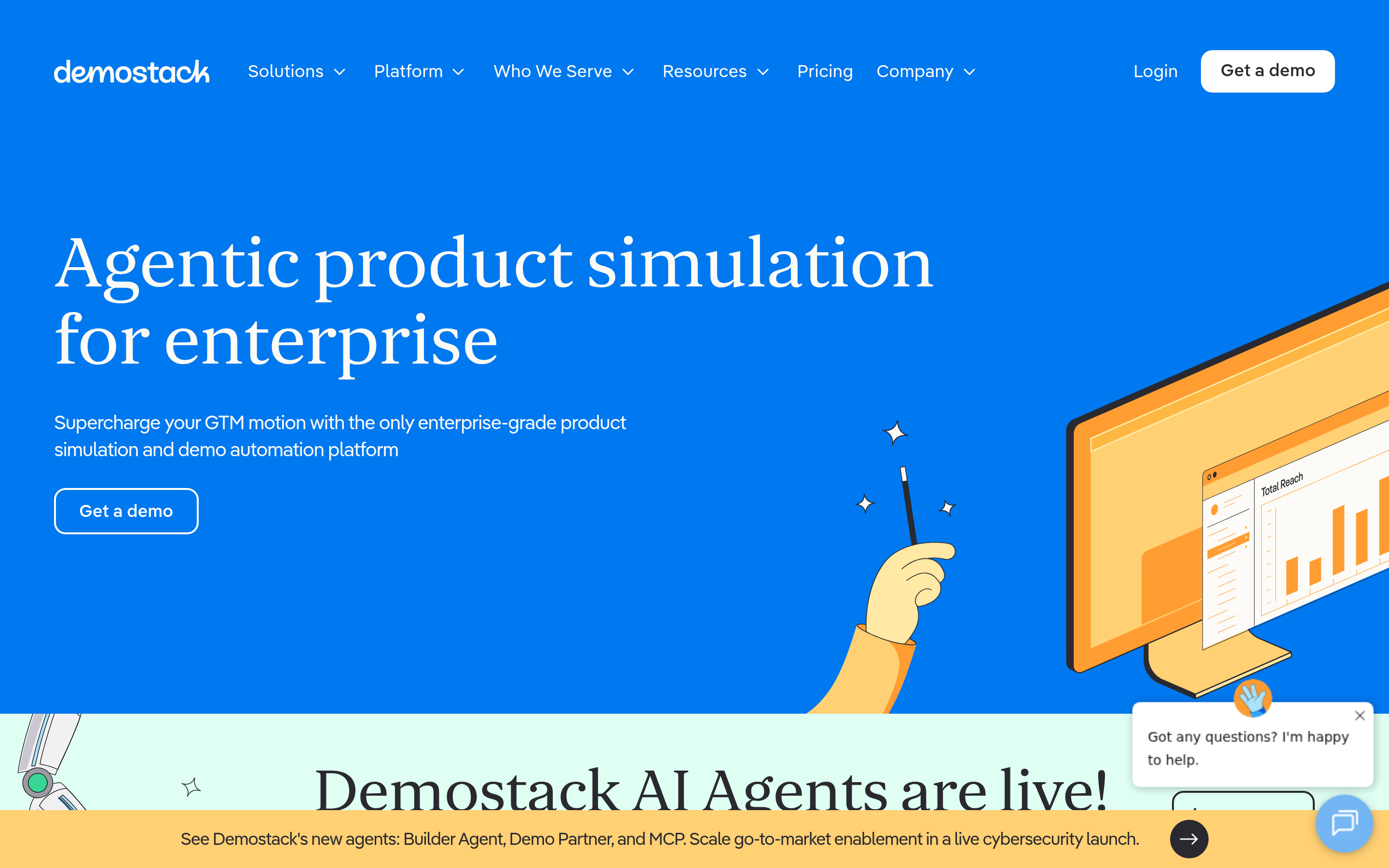 Demostack website screenshot — product, features and pricing