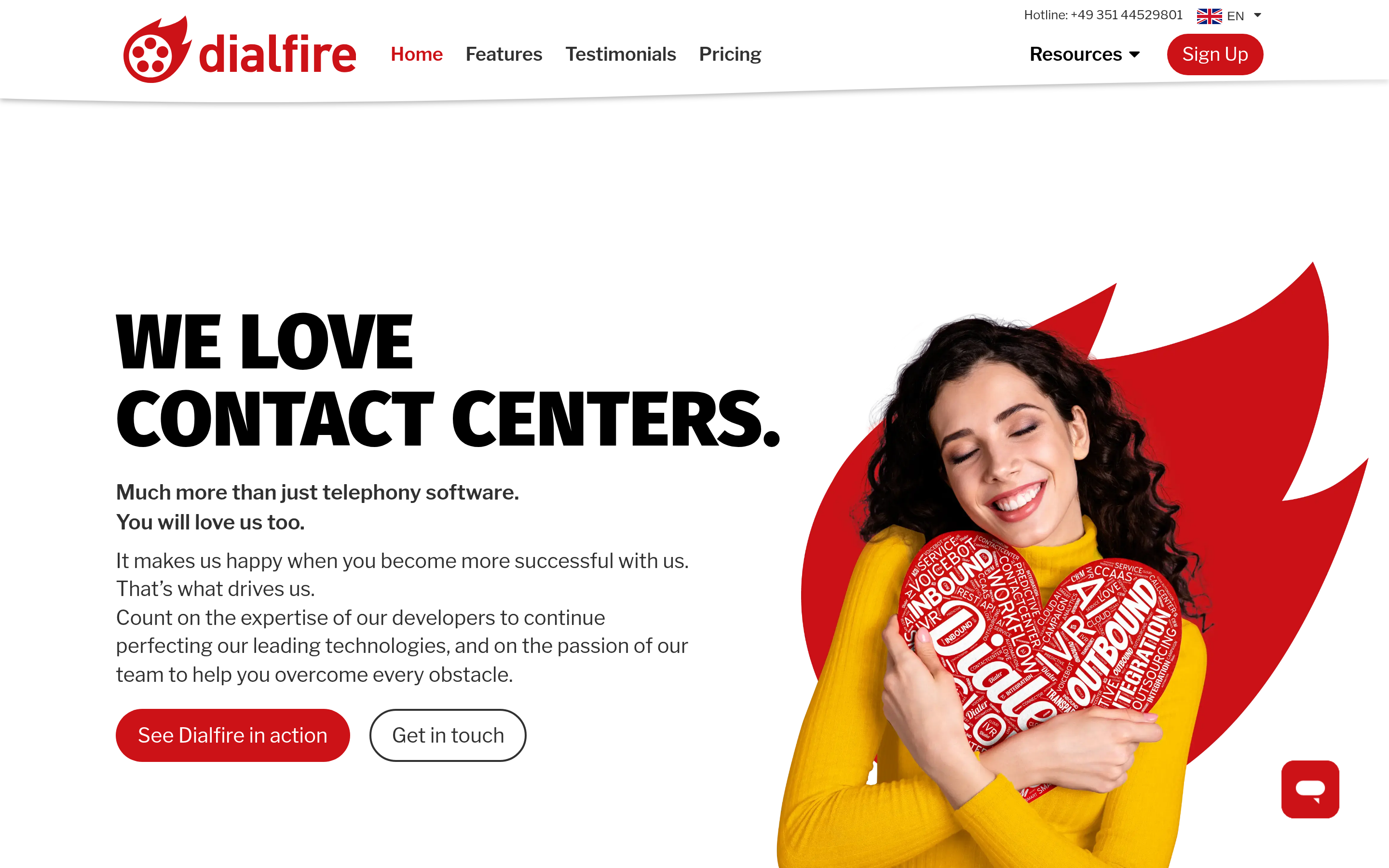 Dialfire . website screenshot — product, features and pricing