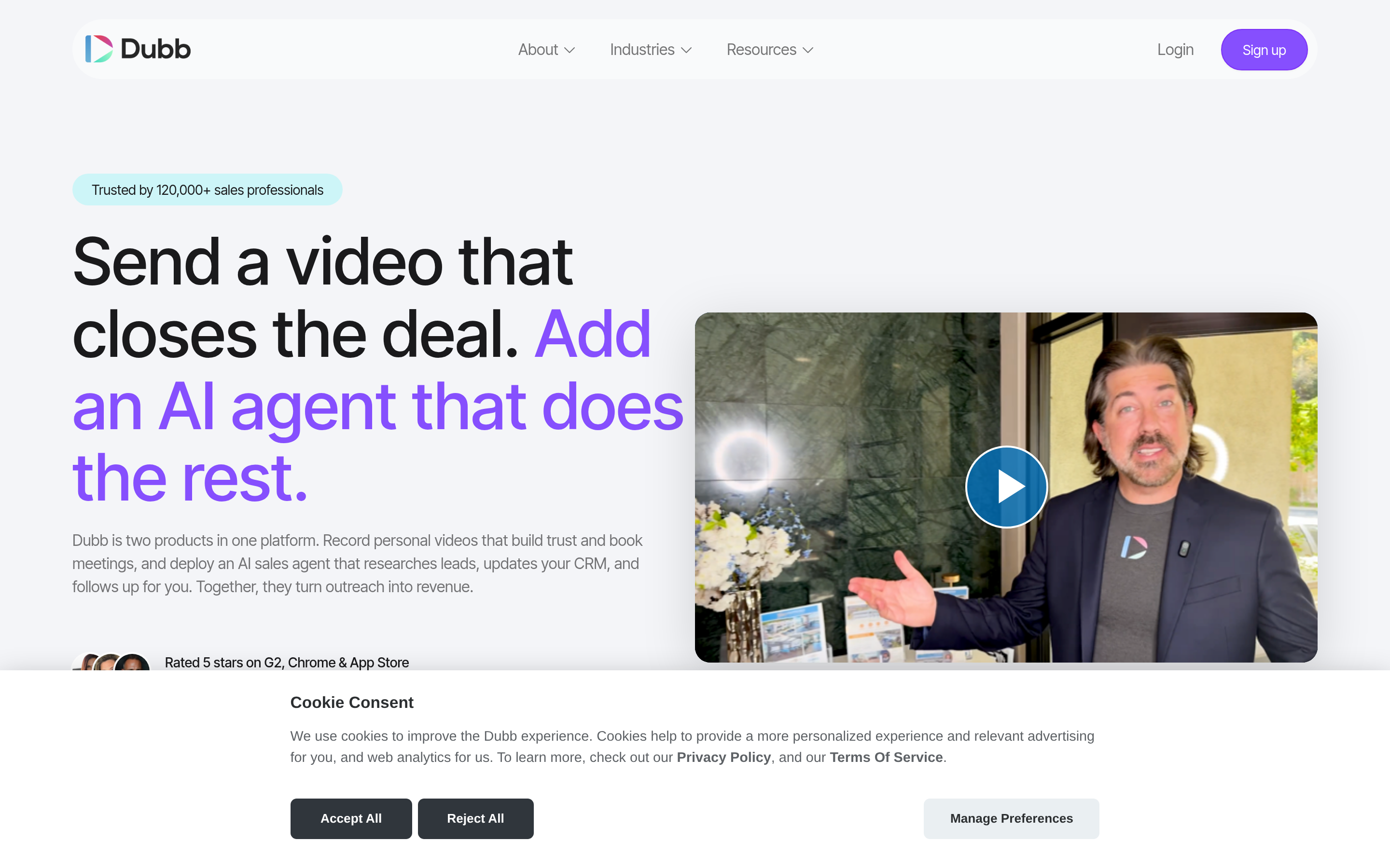 Dubb website screenshot — product, features and pricing
