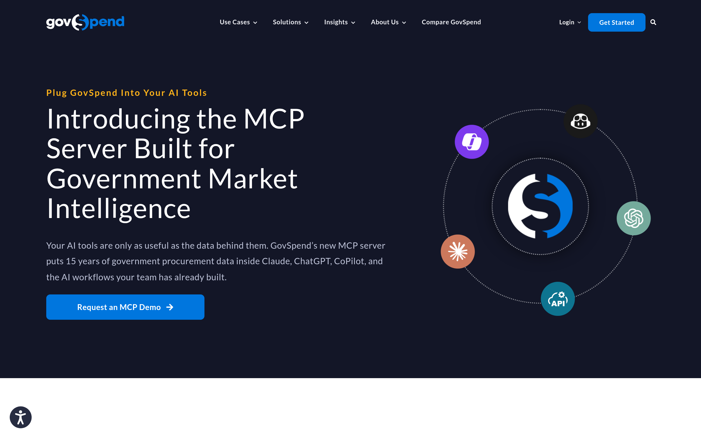GovSpend website screenshot — product, features and pricing