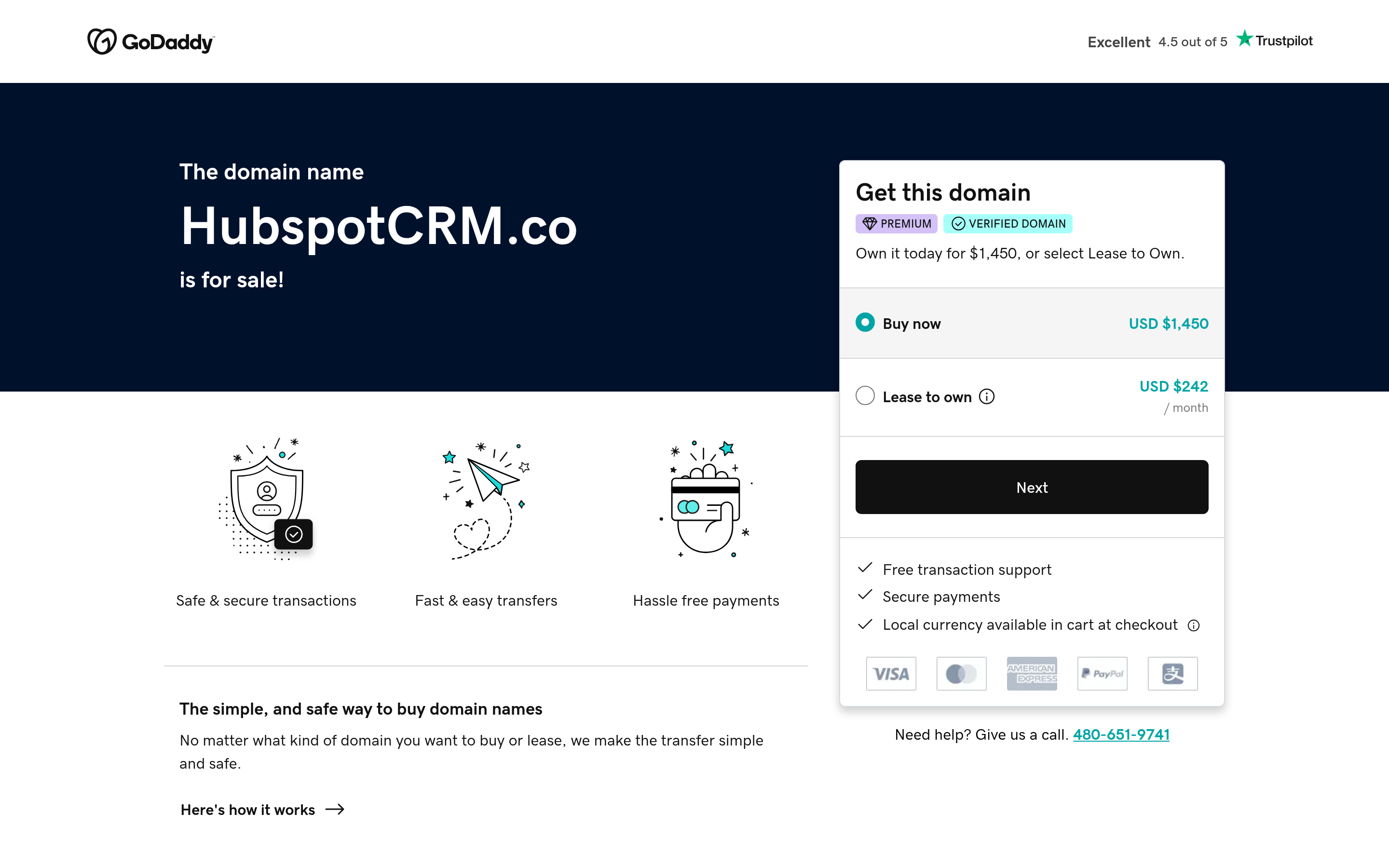 HubSpot CRM website screenshot — product, features and pricing