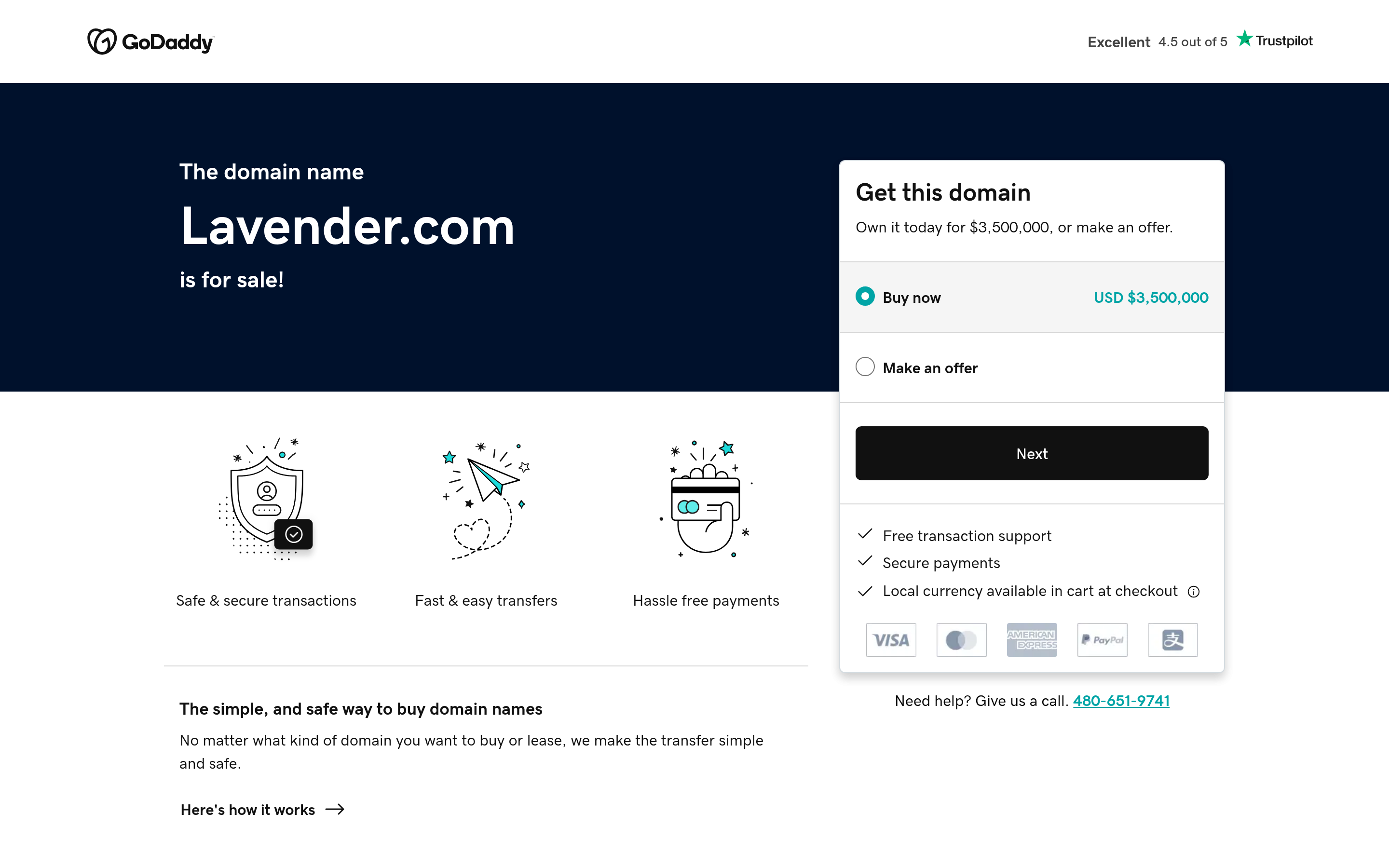 Lavender website screenshot — product, features and pricing