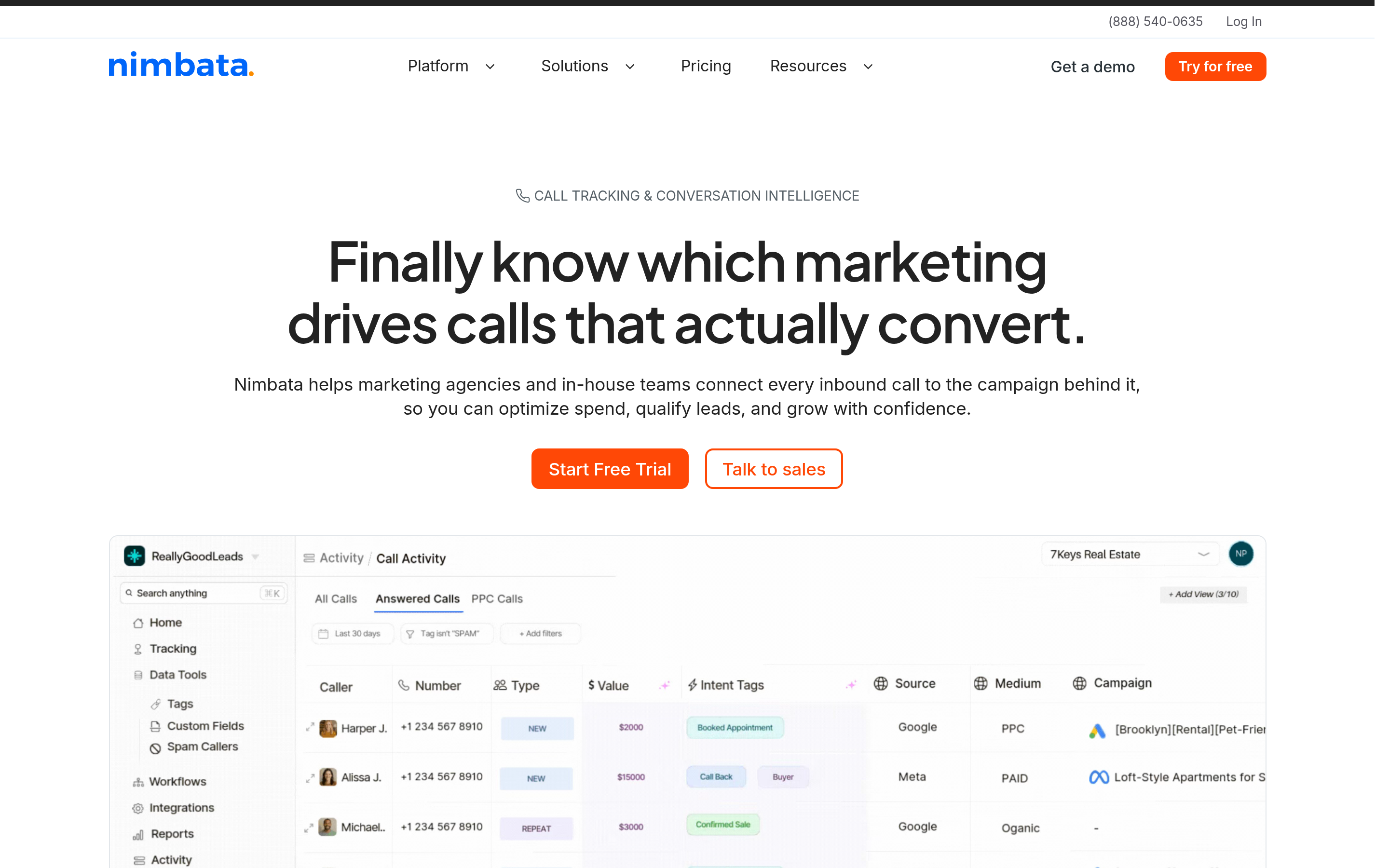 Nimbata website screenshot — product, features and pricing