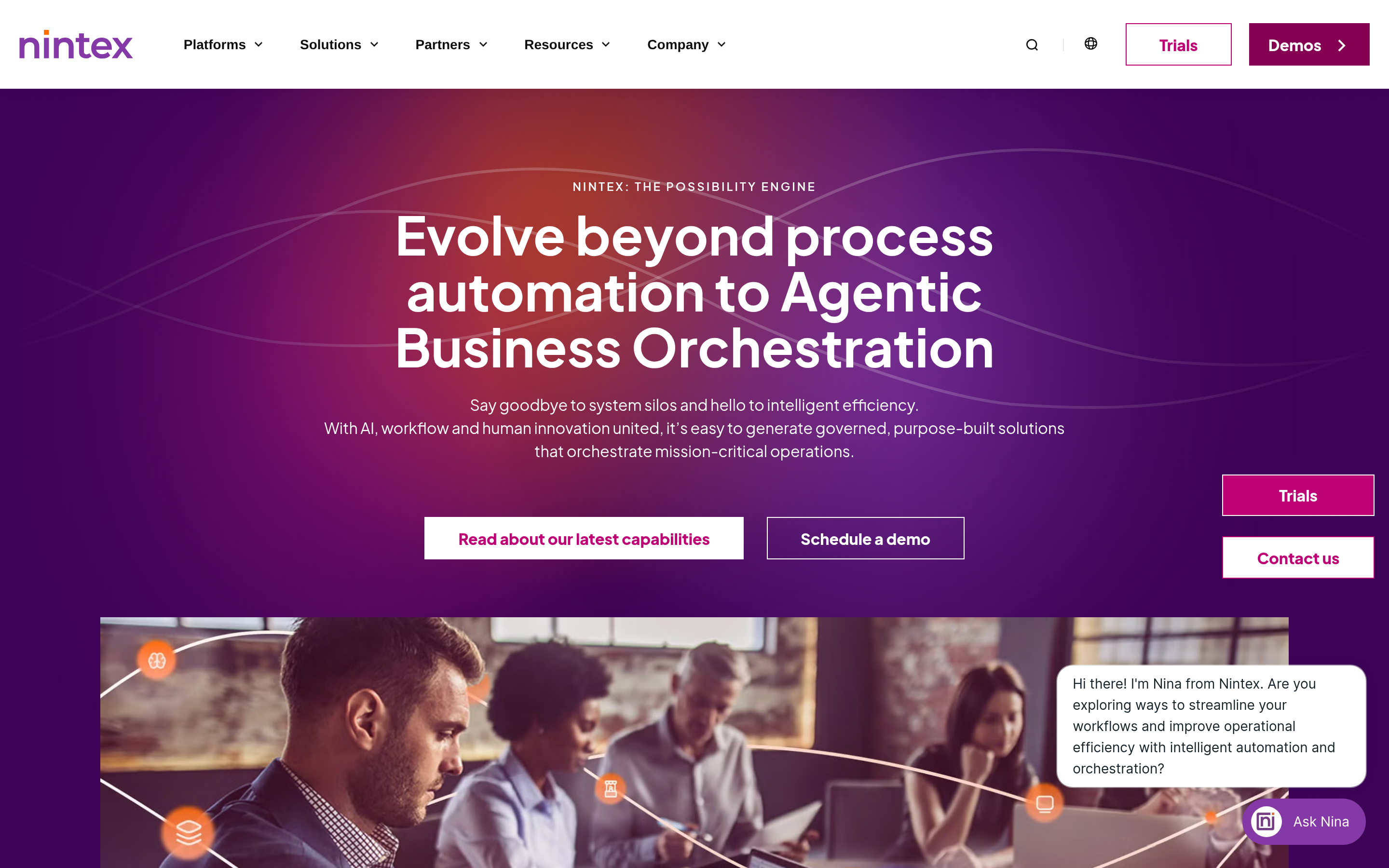 Nintex website screenshot — product, features and pricing