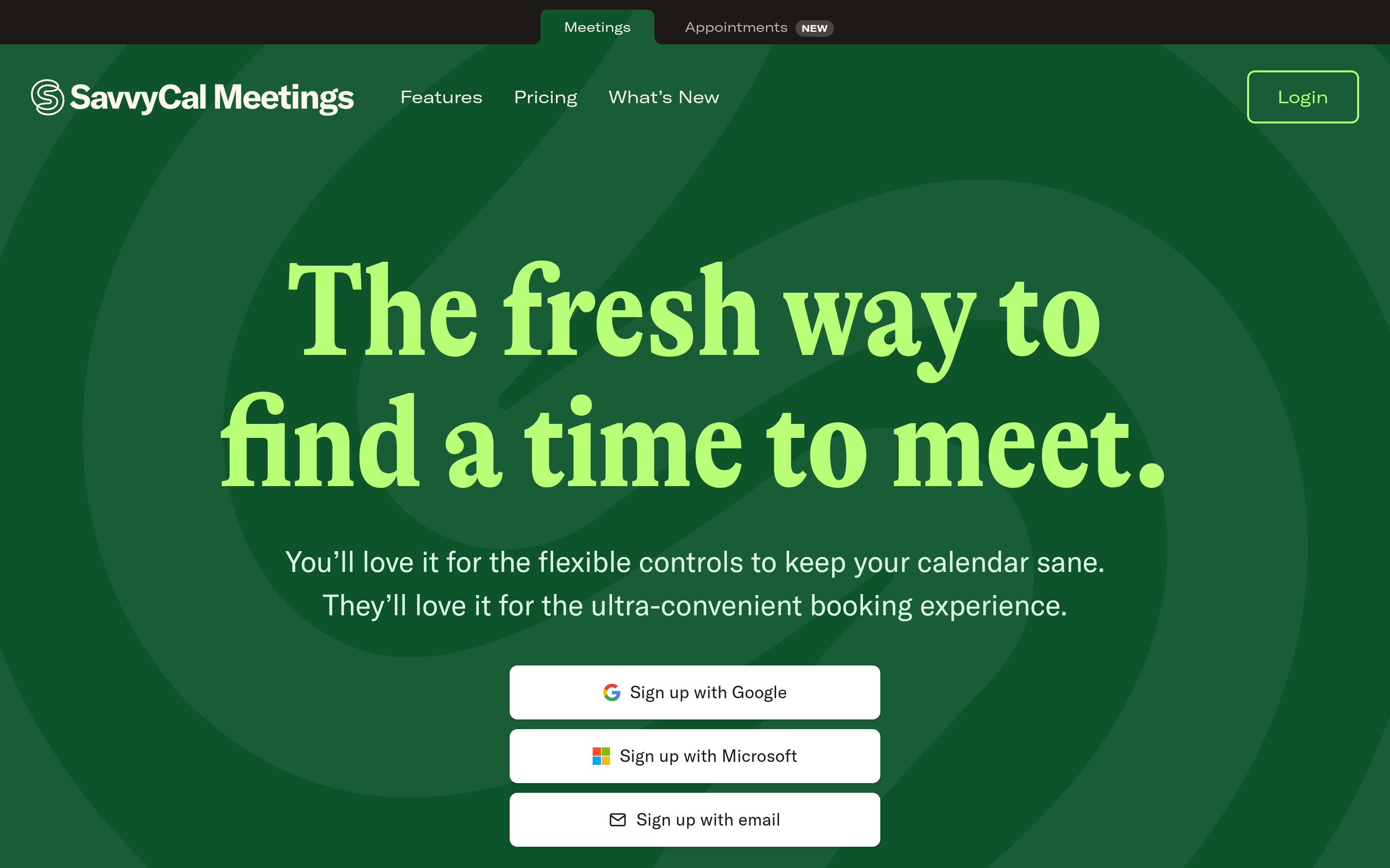 SavvyCal website screenshot — product, features and pricing