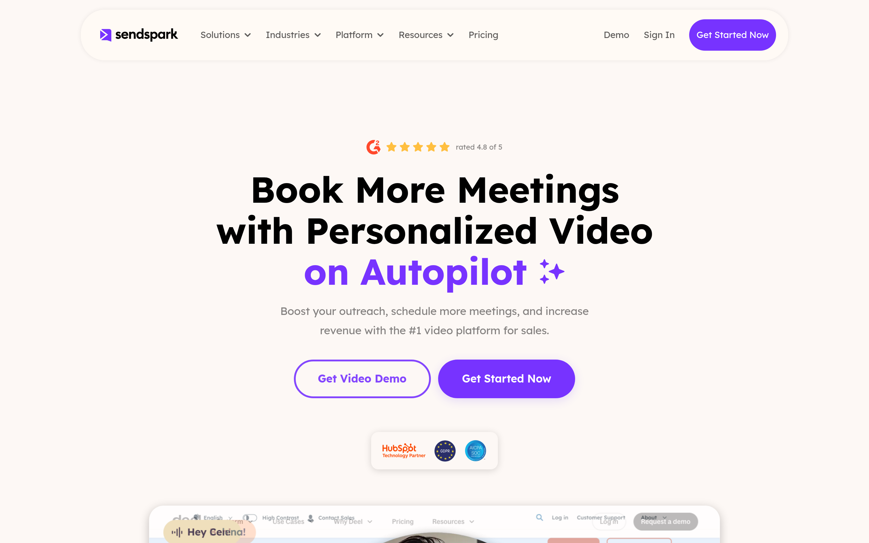 Sendspark website screenshot — product, features and pricing