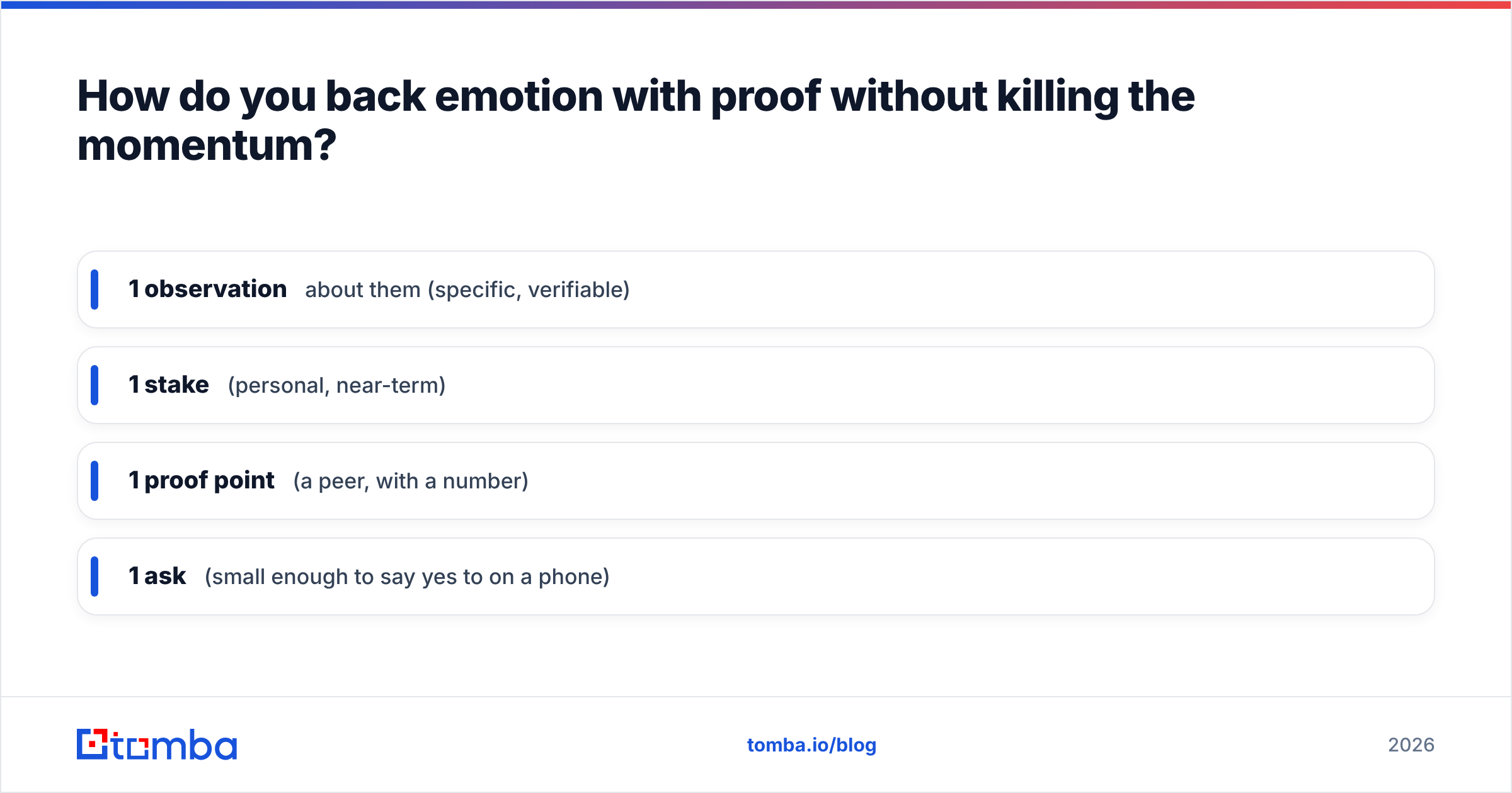 Diagram: How do you back emotion with proof without killing the momentum
