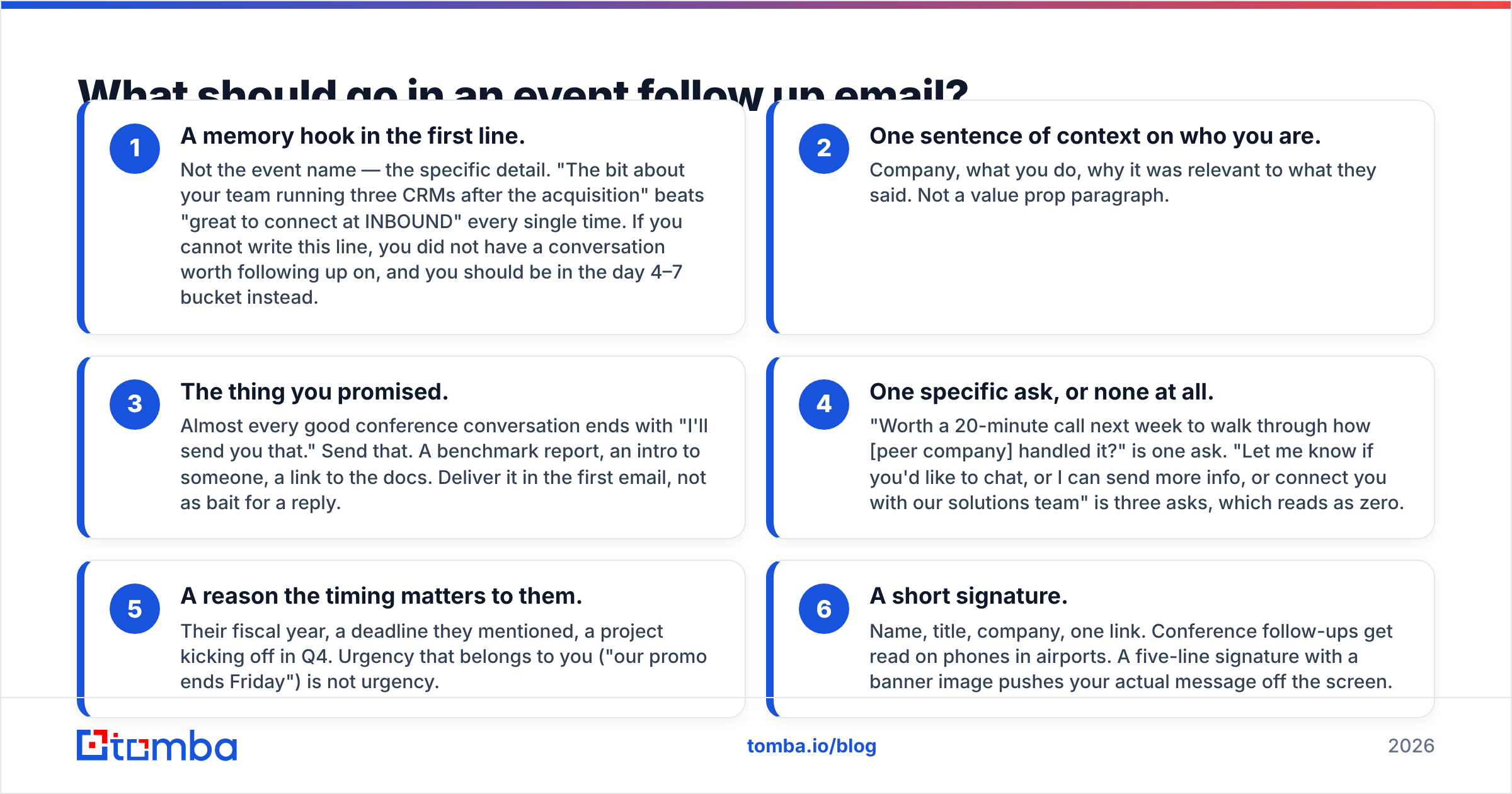 Diagram: What should go in an event follow up email