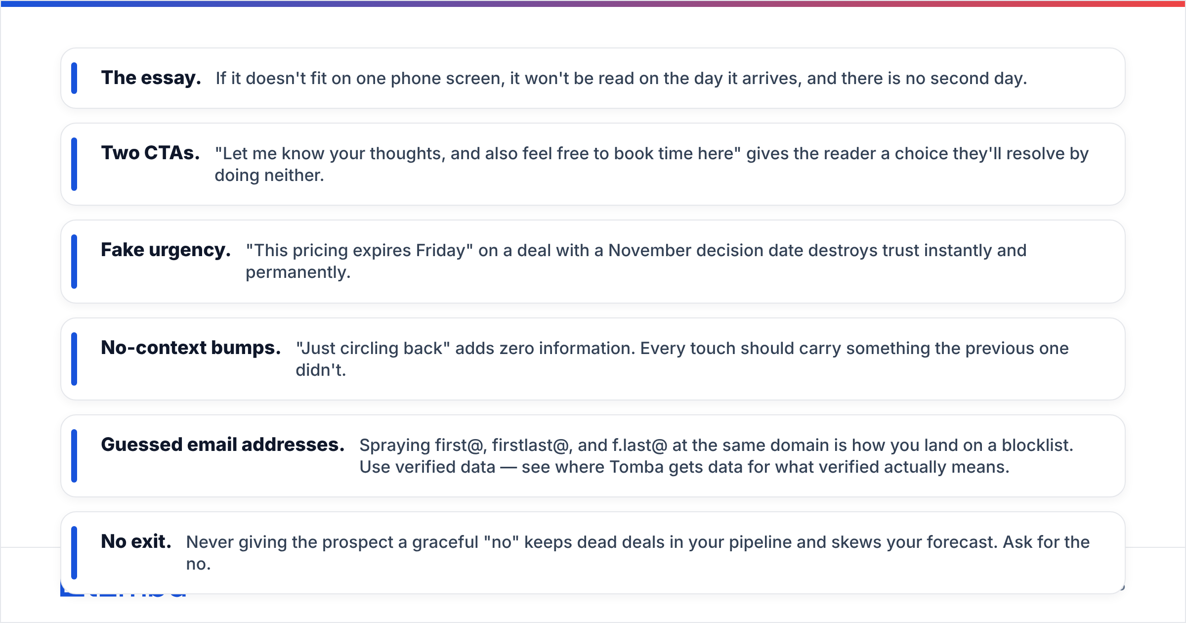 Diagram: What mistakes kill follow-up emails most often