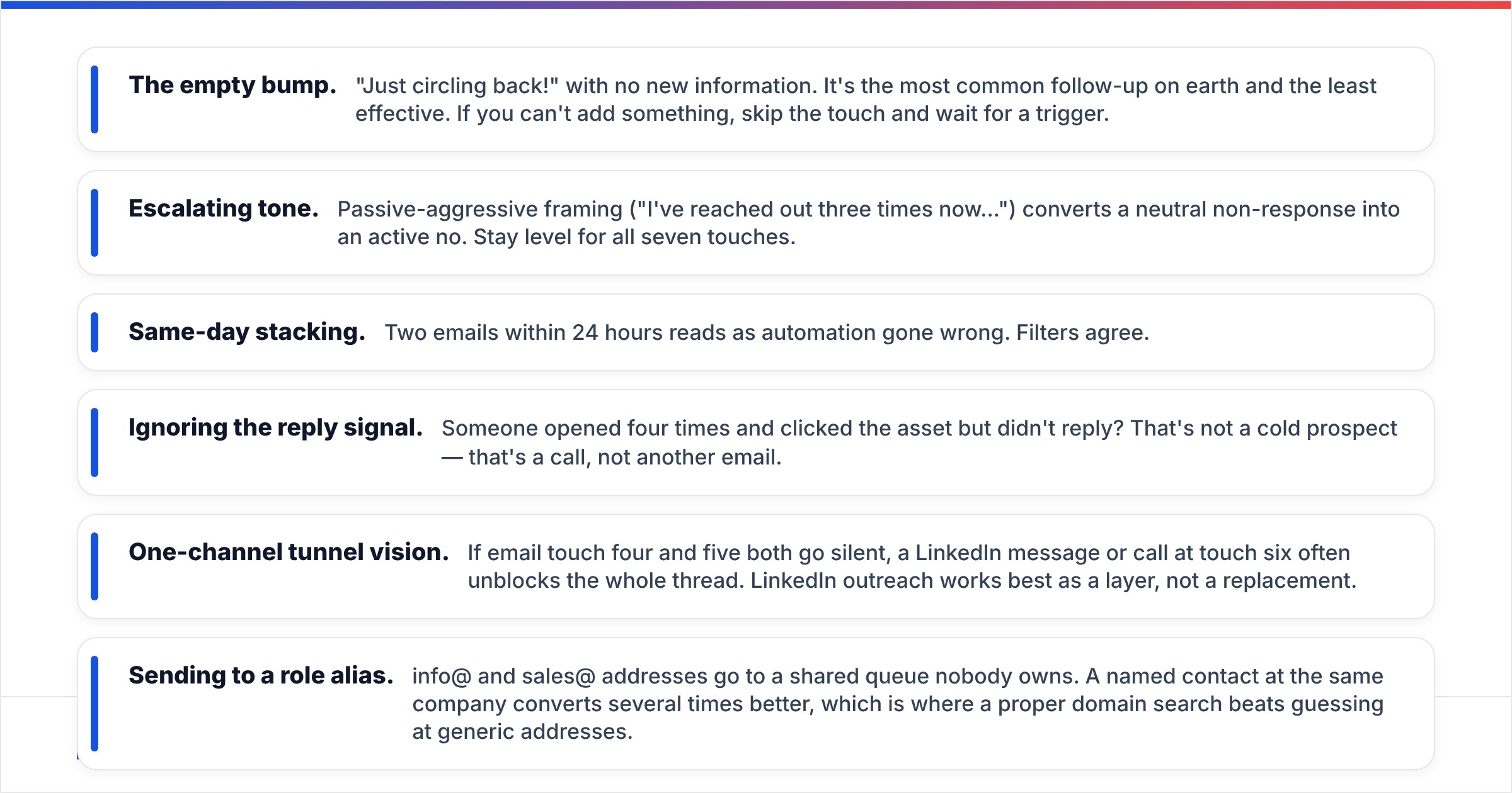 Diagram: What mistakes kill follow up emails to potential clients