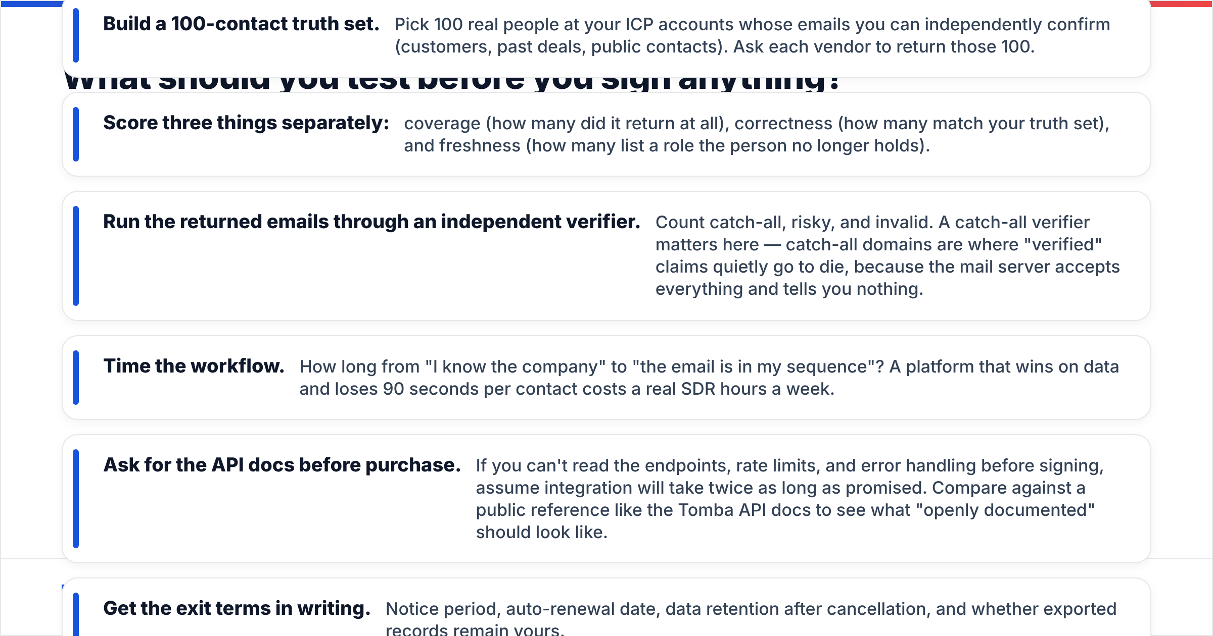 Diagram: What should you test before you sign anything