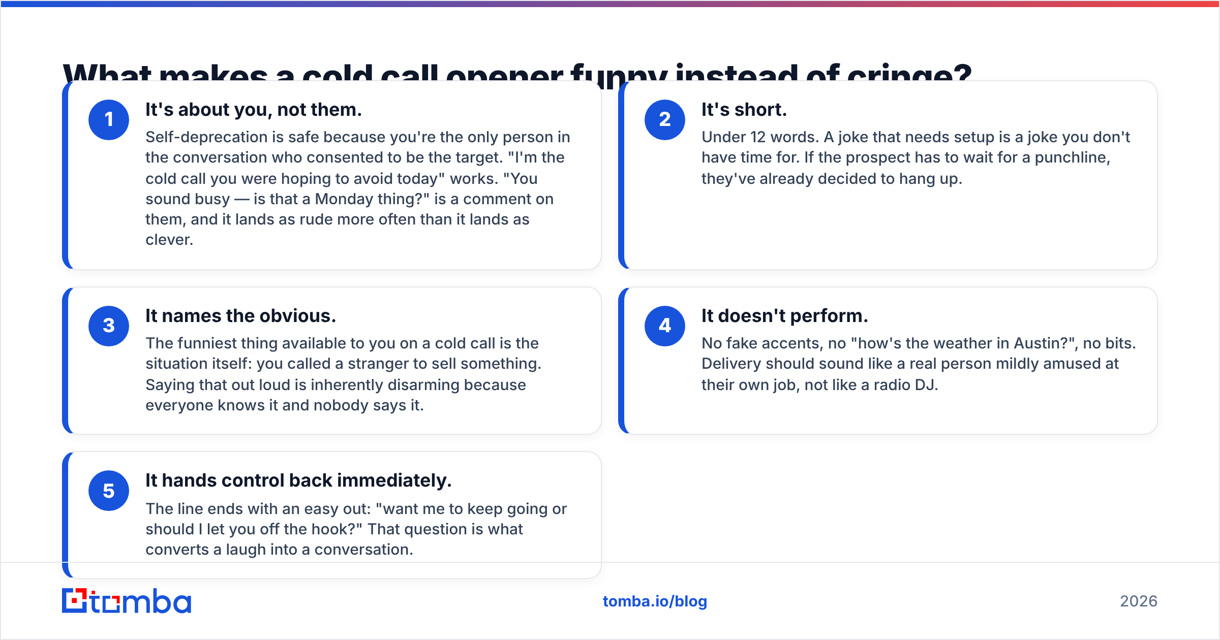 Diagram: What makes a cold call opener funny instead of cringe