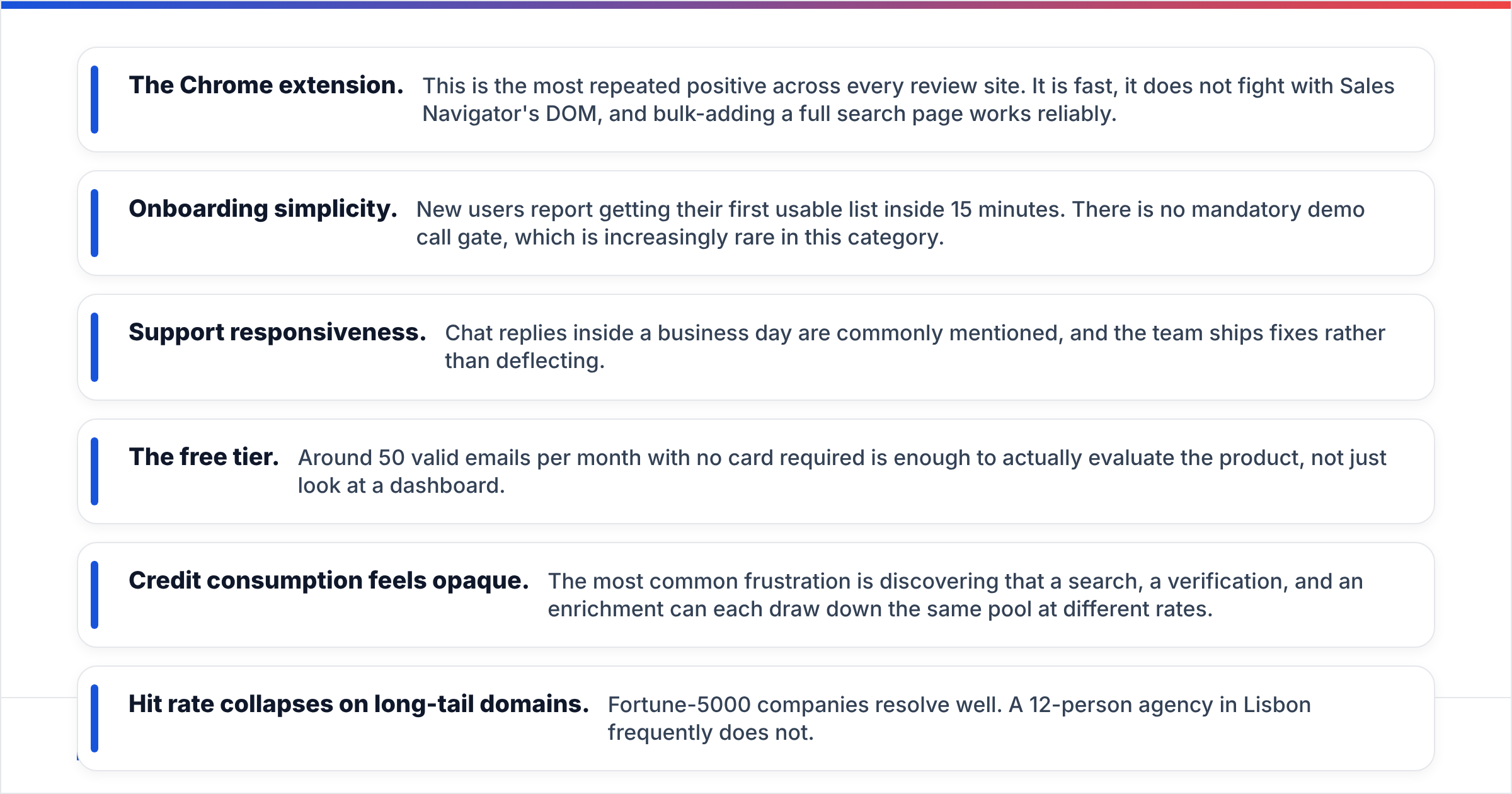 Diagram: What do GetProspect reviews actually say