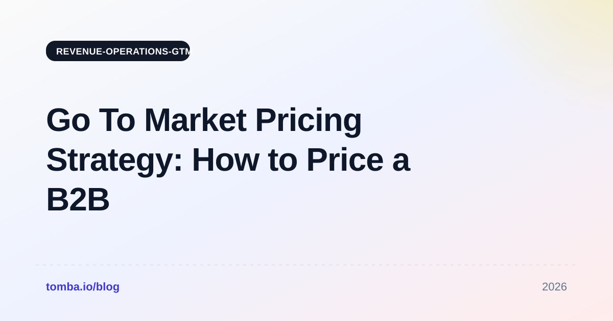 Go To Market Pricing Strategy: How to Price a B2B Product in 2026
