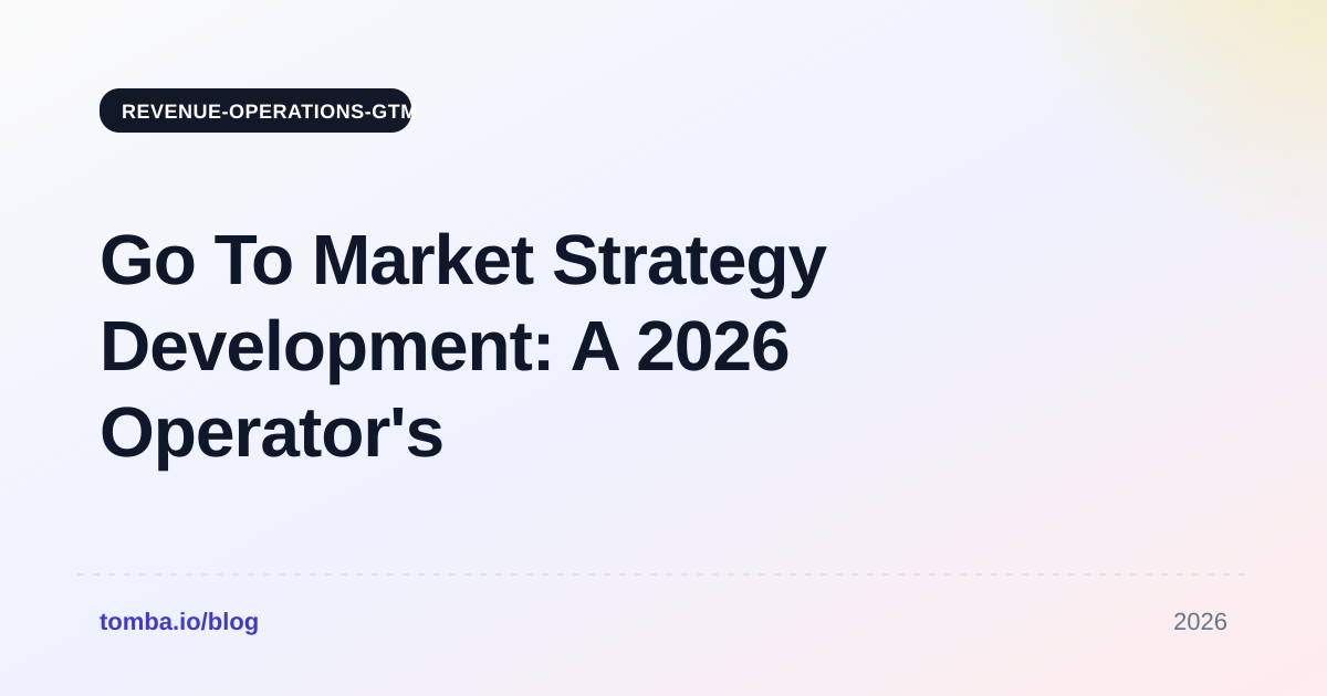 Go To Market Strategy Development: A 2026 Operator's Guide