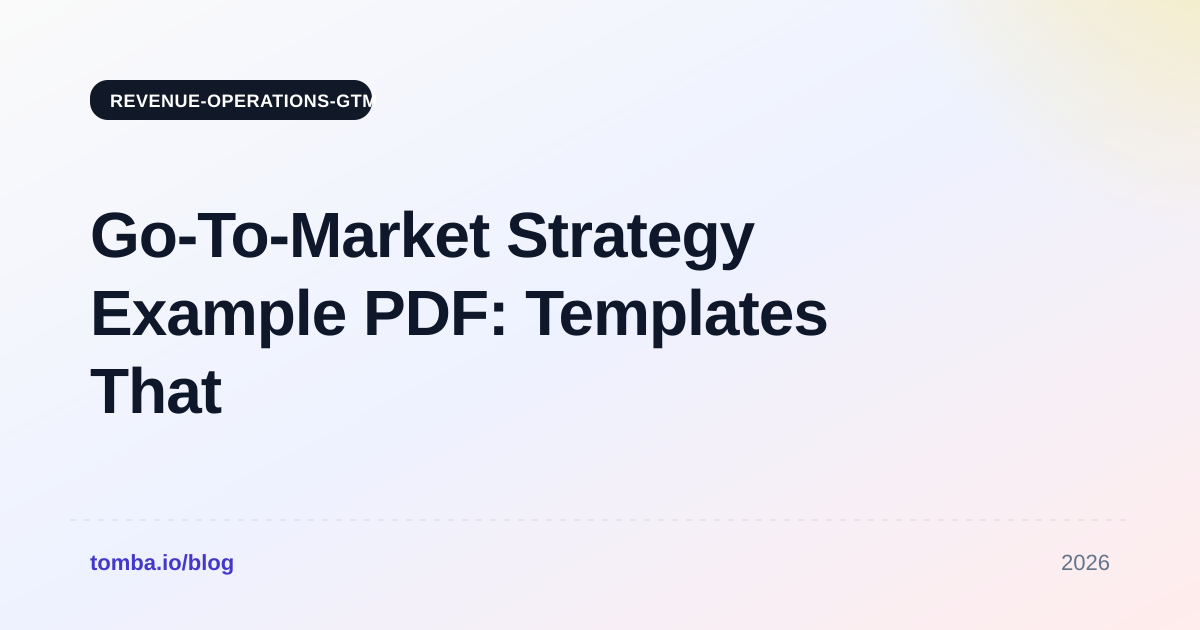 Go-To-Market Strategy Example PDF: Templates That Work
