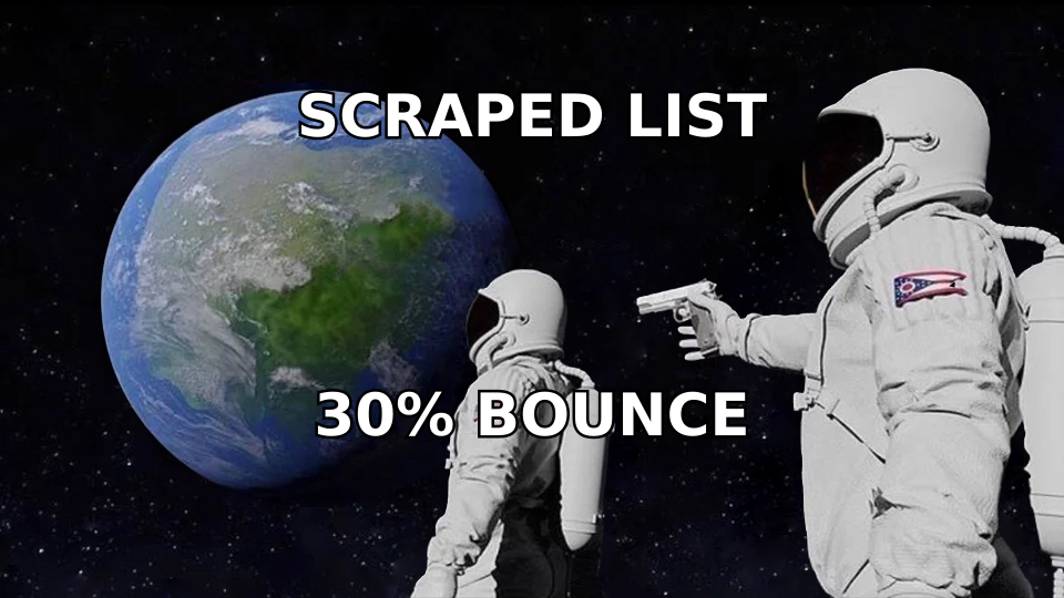 Sales rep realizing the scraped list was always going to bounce