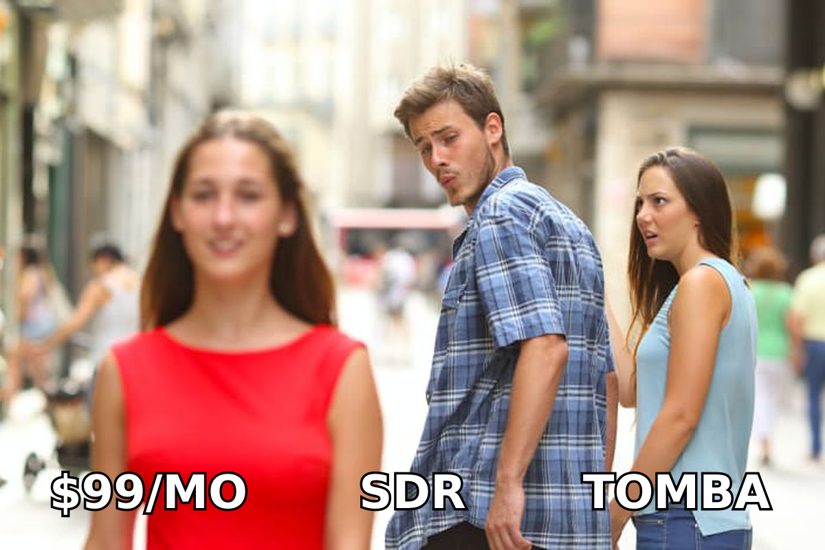 SDR walking away from expensive per-seat tools toward Tomba