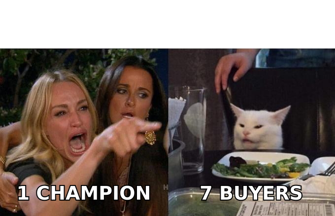 Rep insisting one champion is enough while the buying committee disagrees