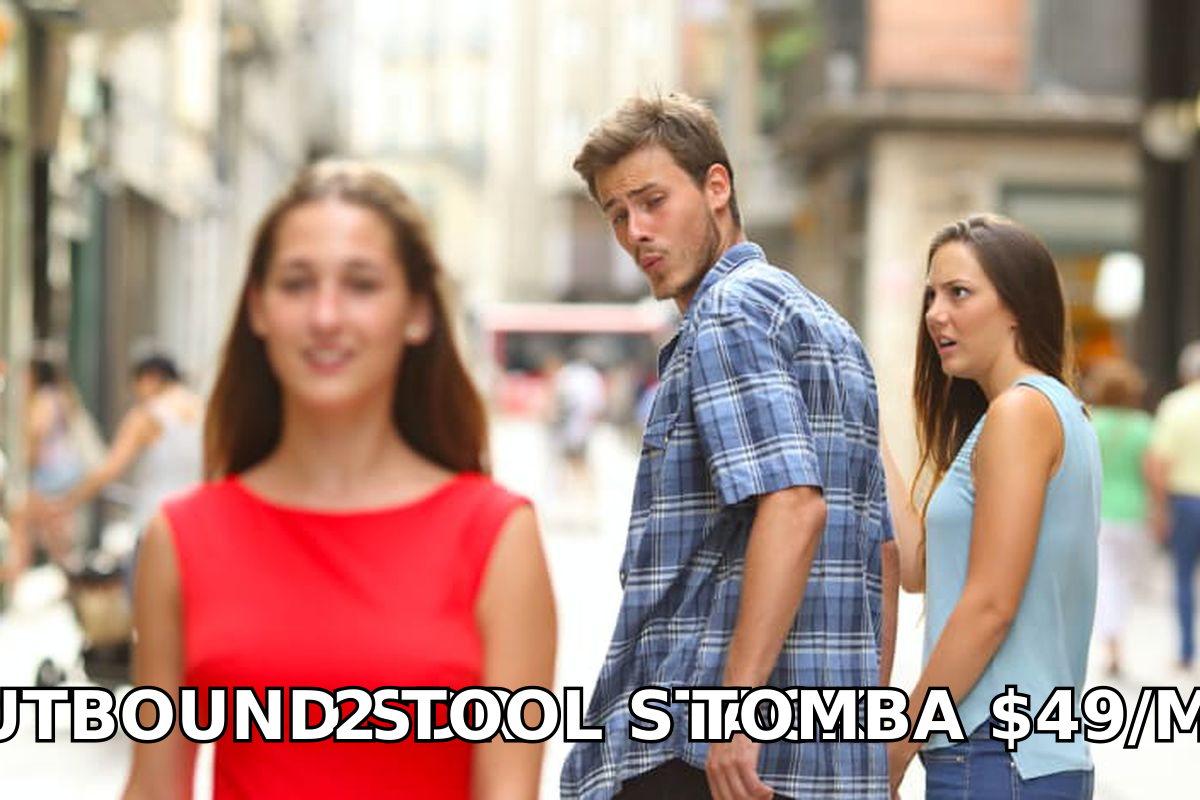 Distracted boyfriend meme showing an SDR tempted away from a two-tool stack