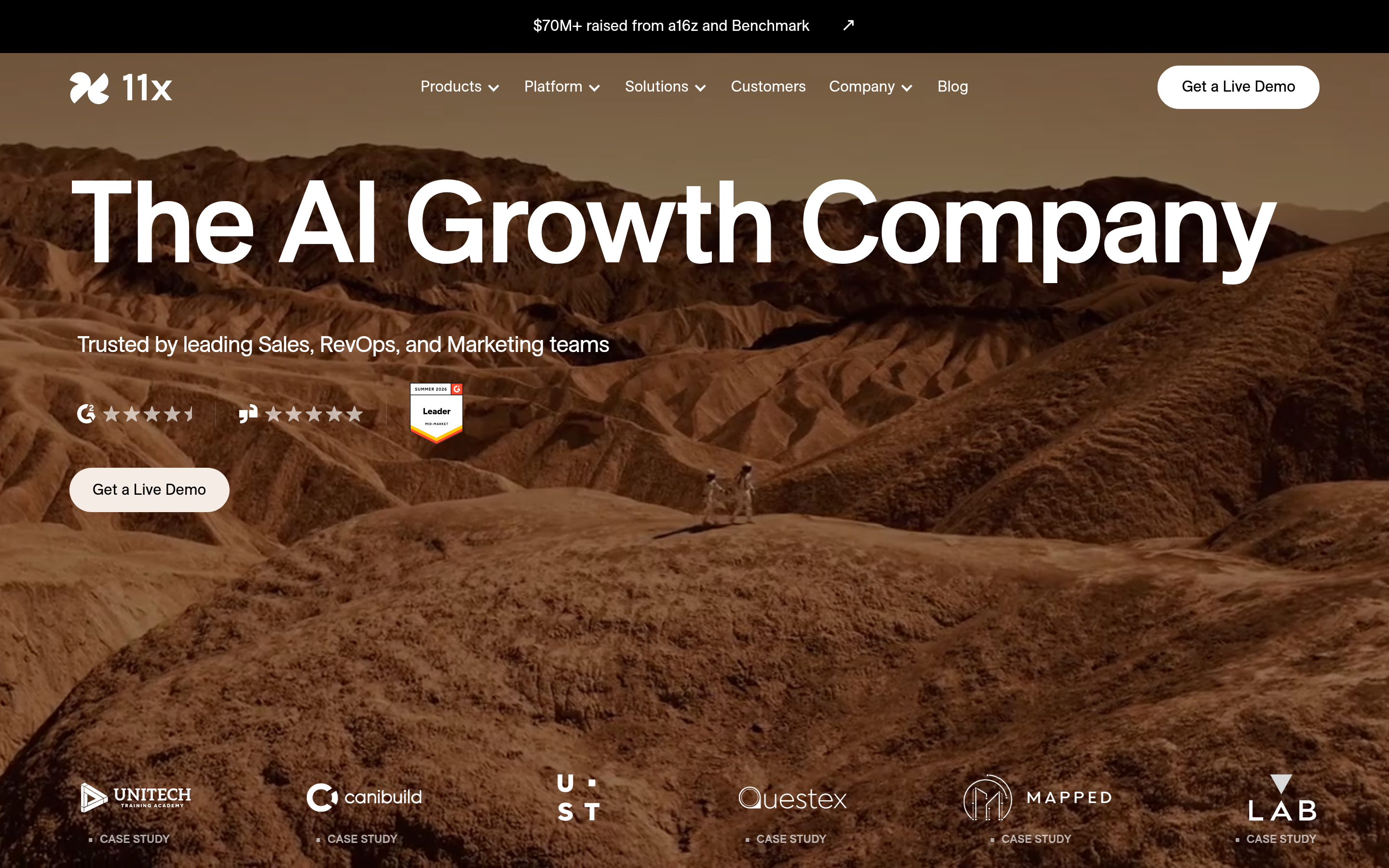 11x website screenshot — product, features and pricing