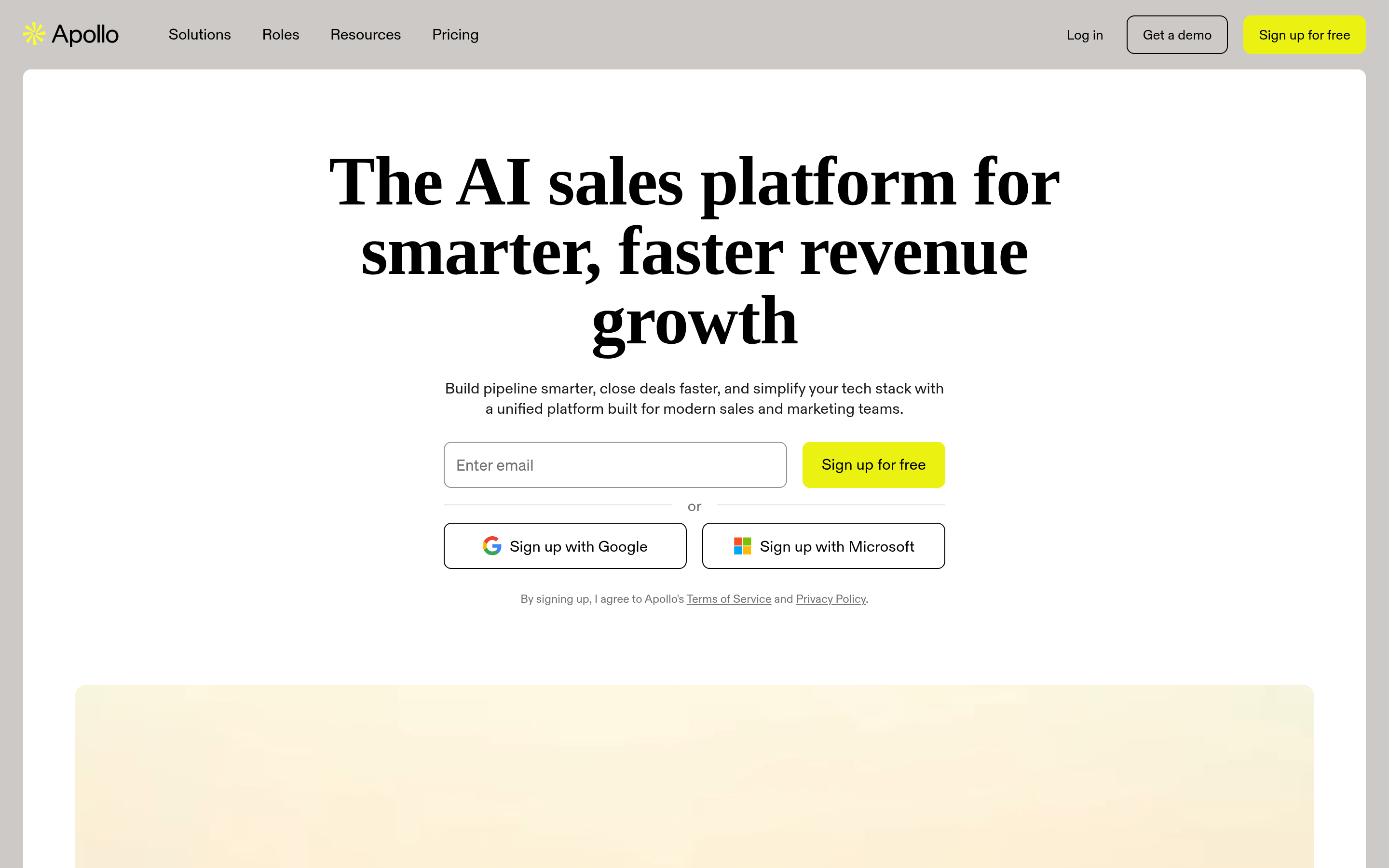 Apollo website screenshot — product, features and pricing
