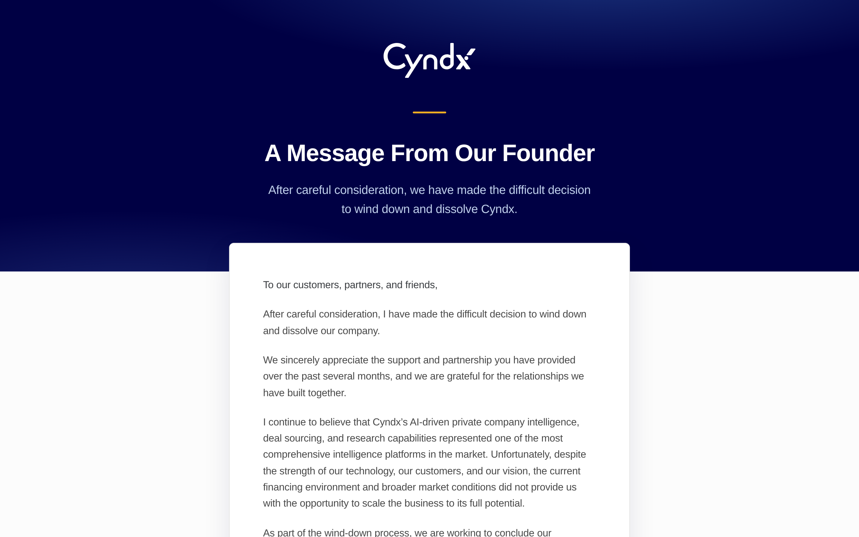Cyndx website screenshot — product, features and pricing