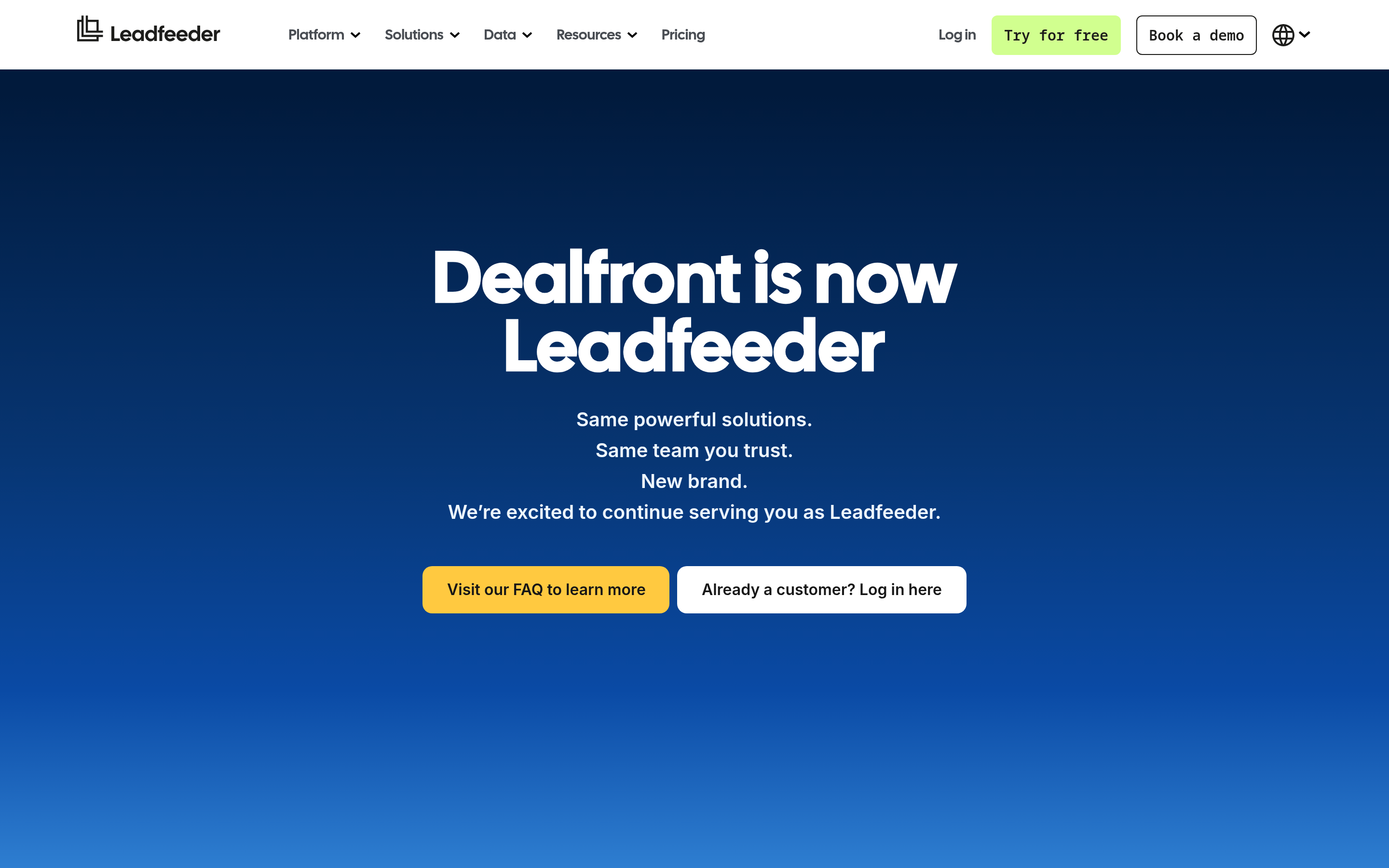 Dealfront website screenshot — product, features and pricing