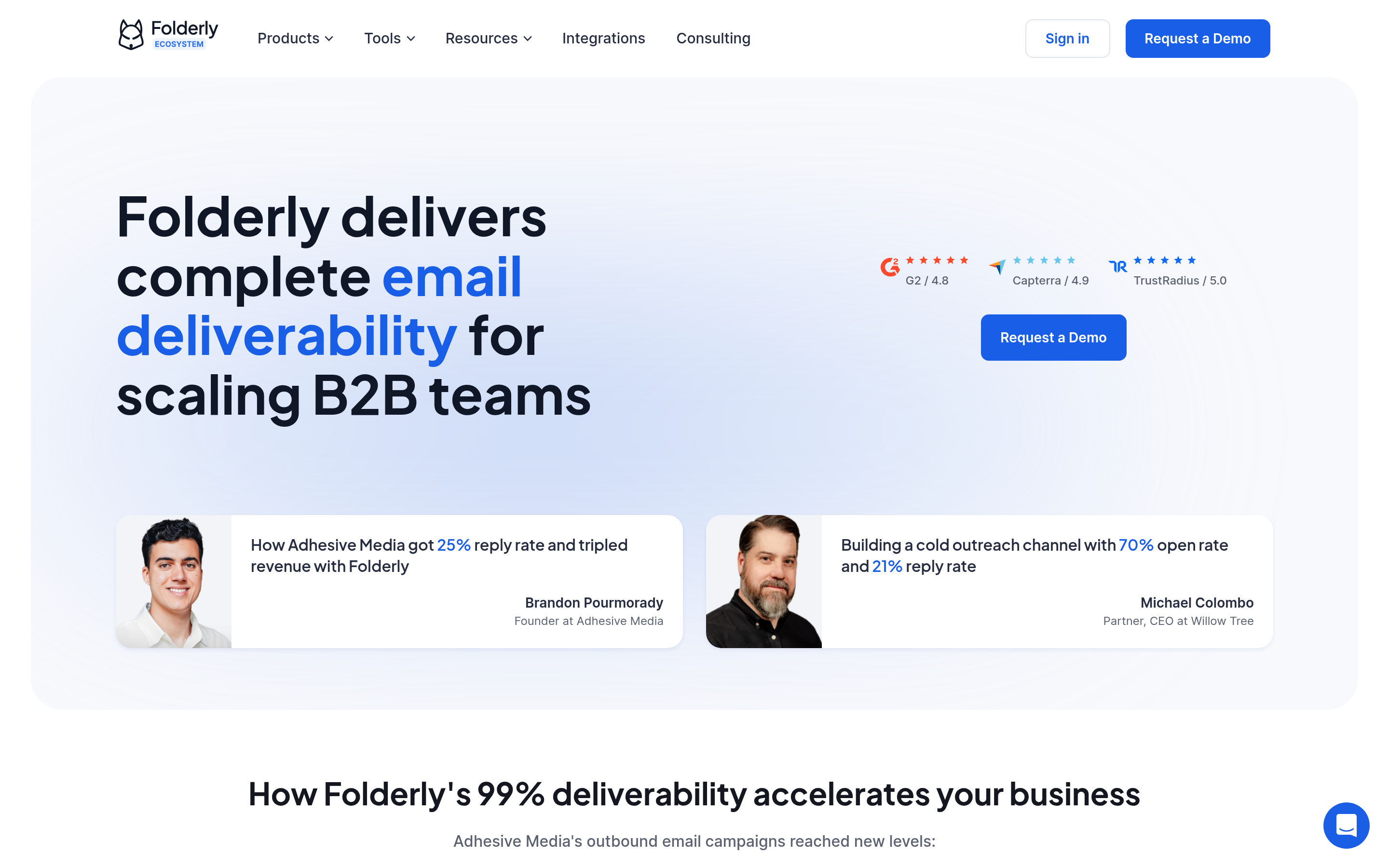 Folderly website screenshot — product, features and pricing