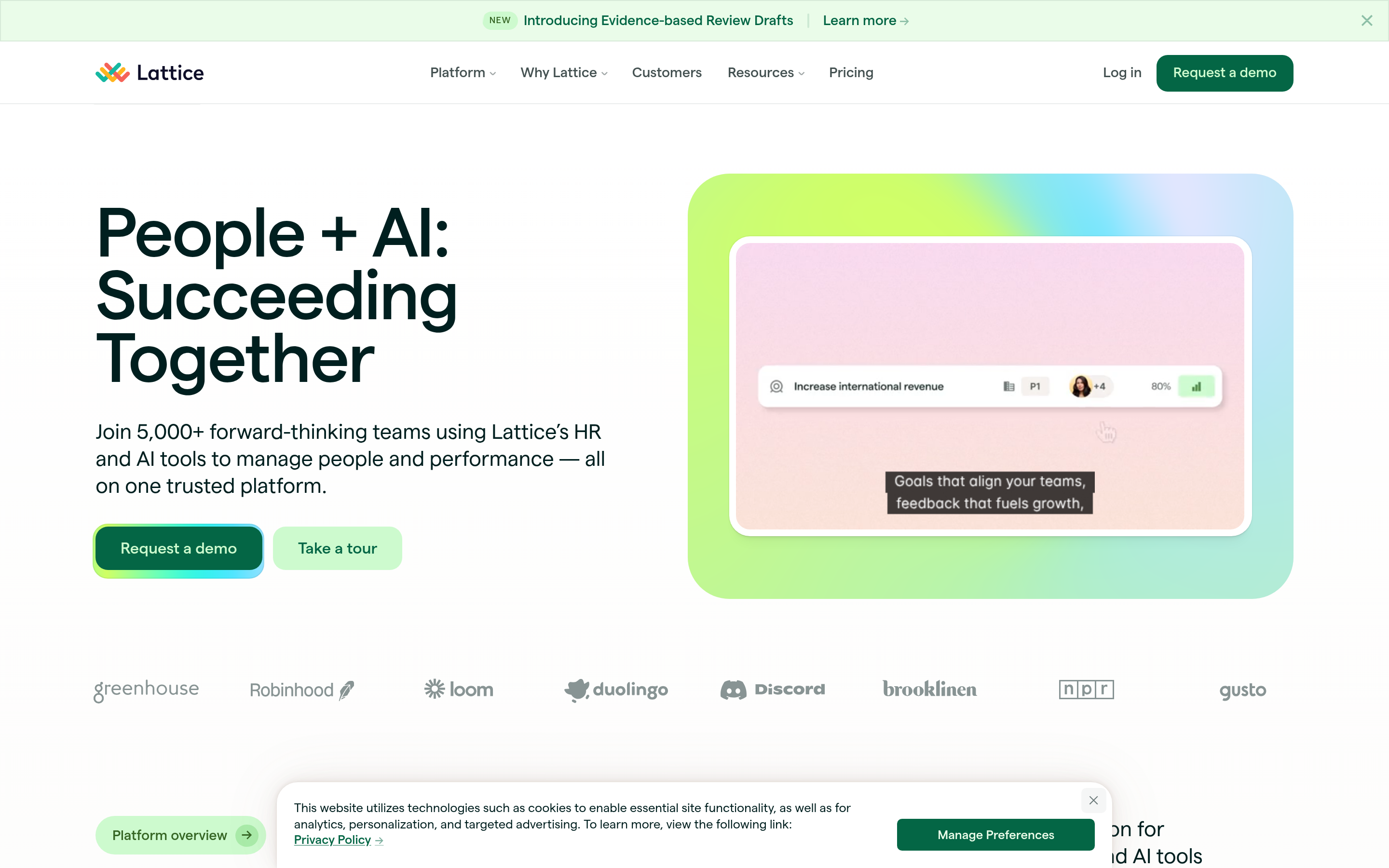 Lattice website screenshot — product, features and pricing
