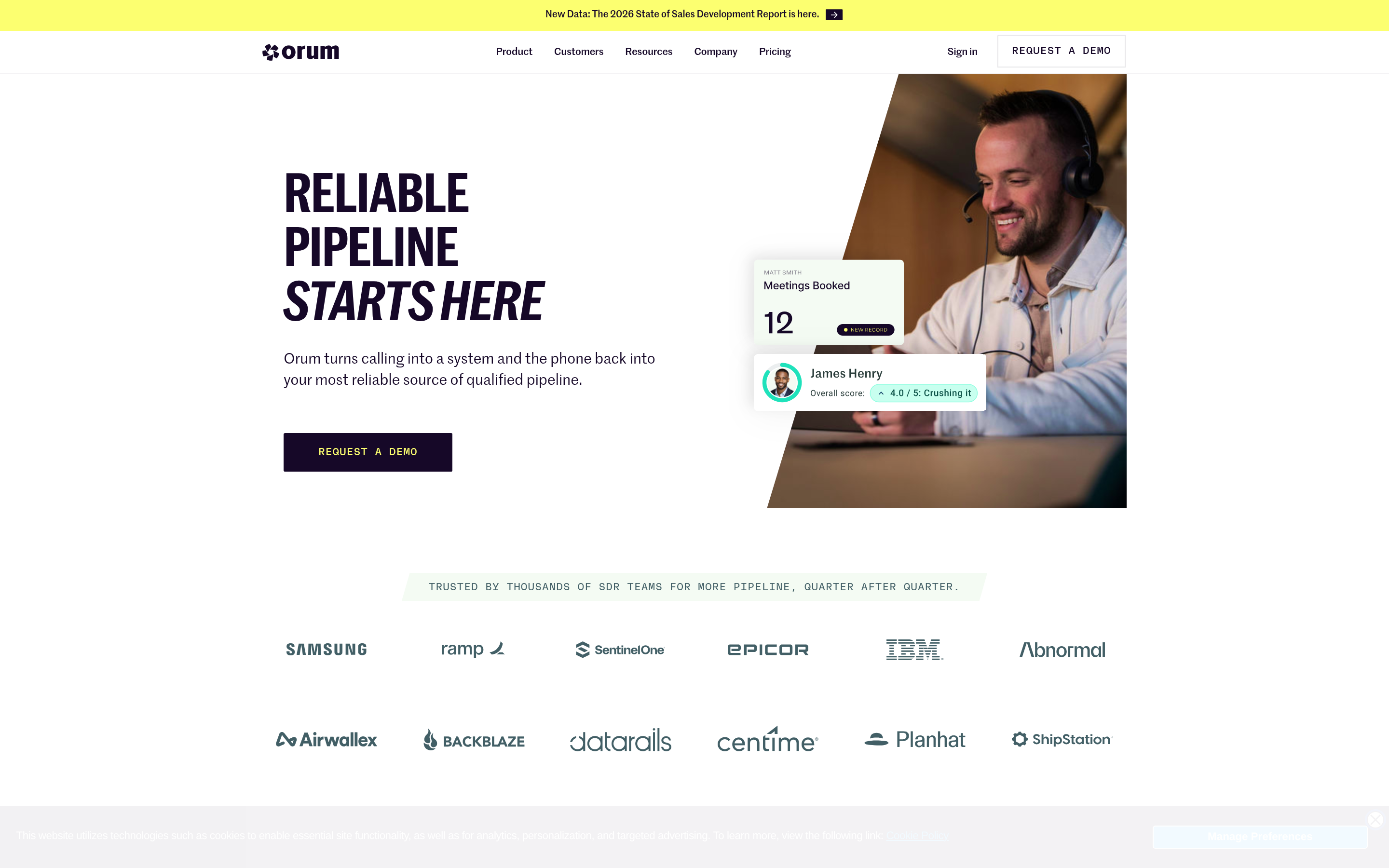 Orum website screenshot — product, features and pricing