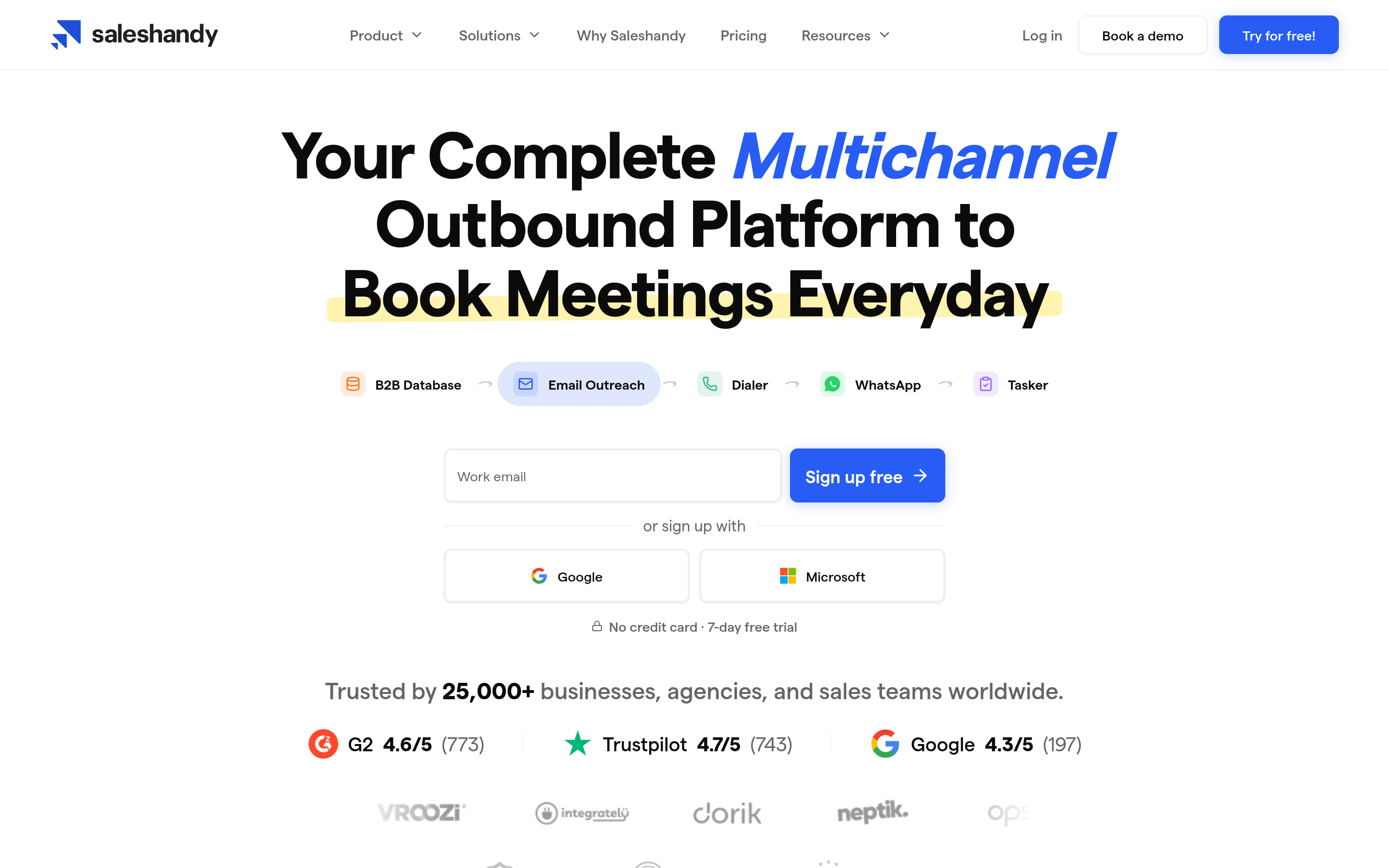 Saleshandy website screenshot — product, features and pricing