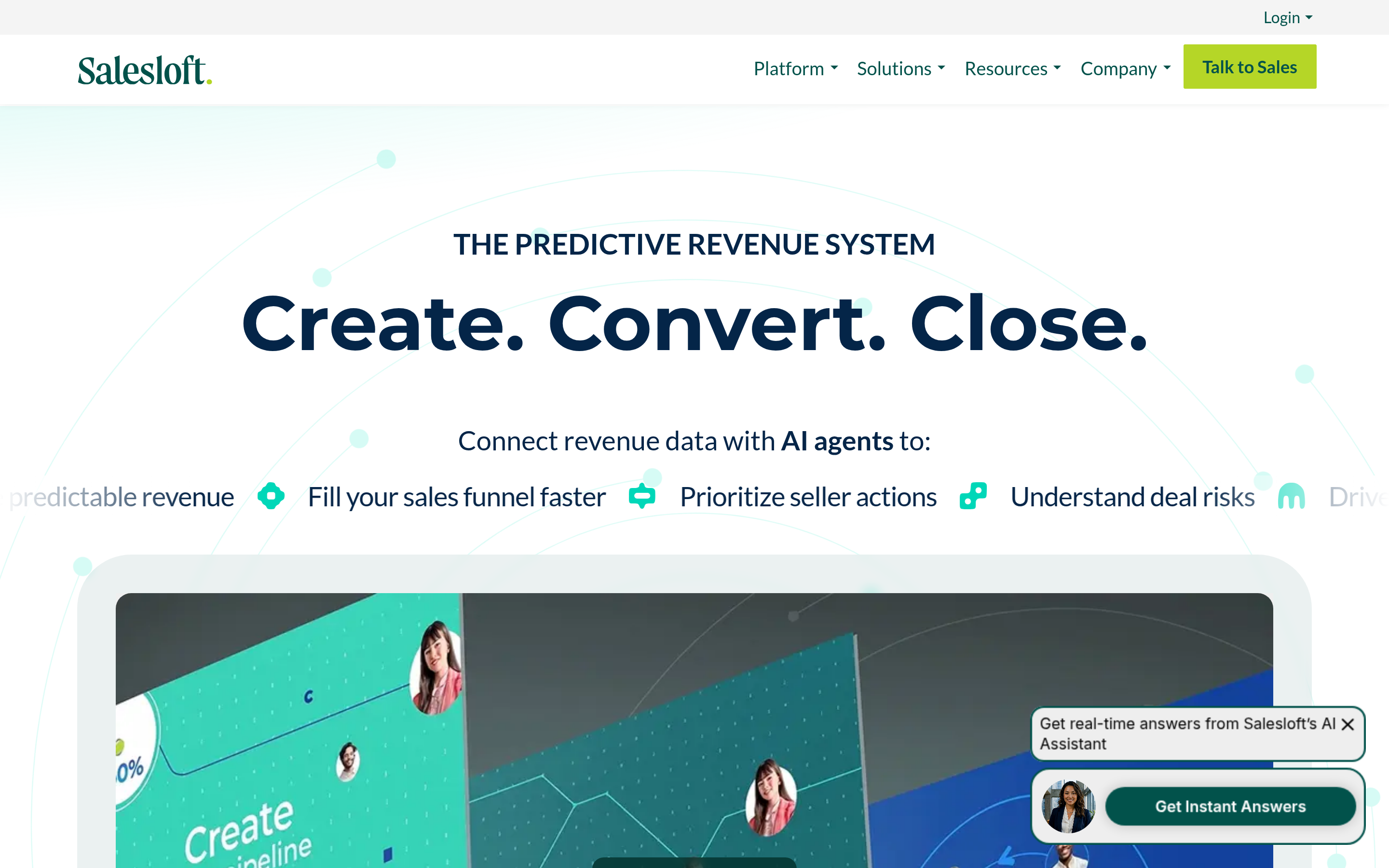Salesloft website screenshot — product, features and pricing