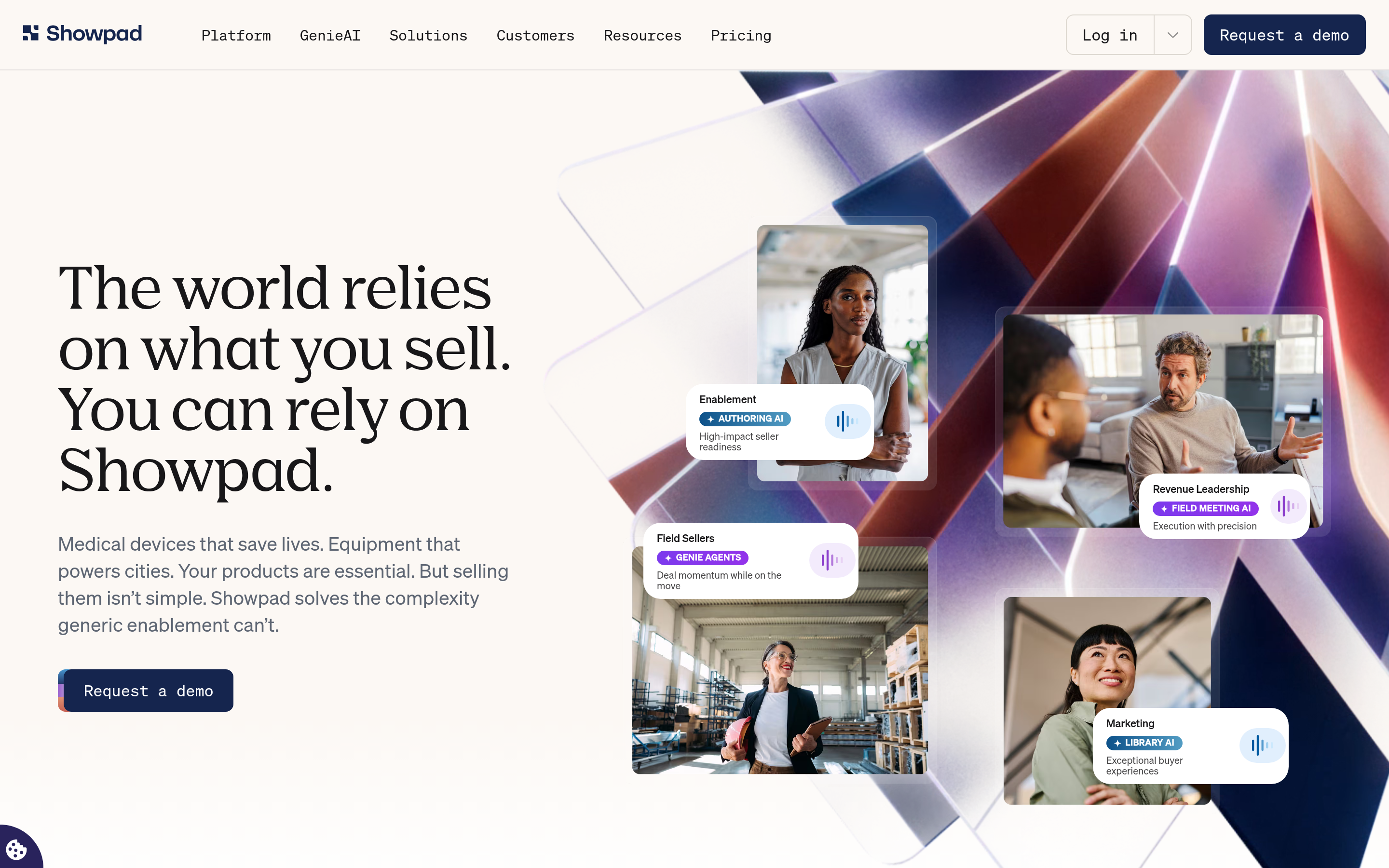Showpad website screenshot — product, features and pricing