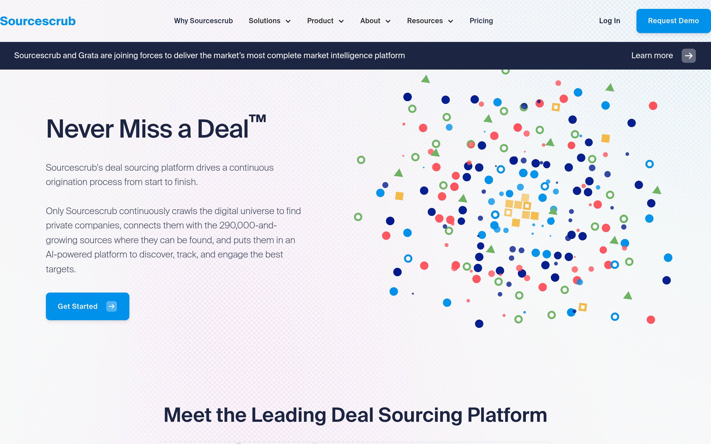 Sourcescrub website screenshot — product, features and pricing