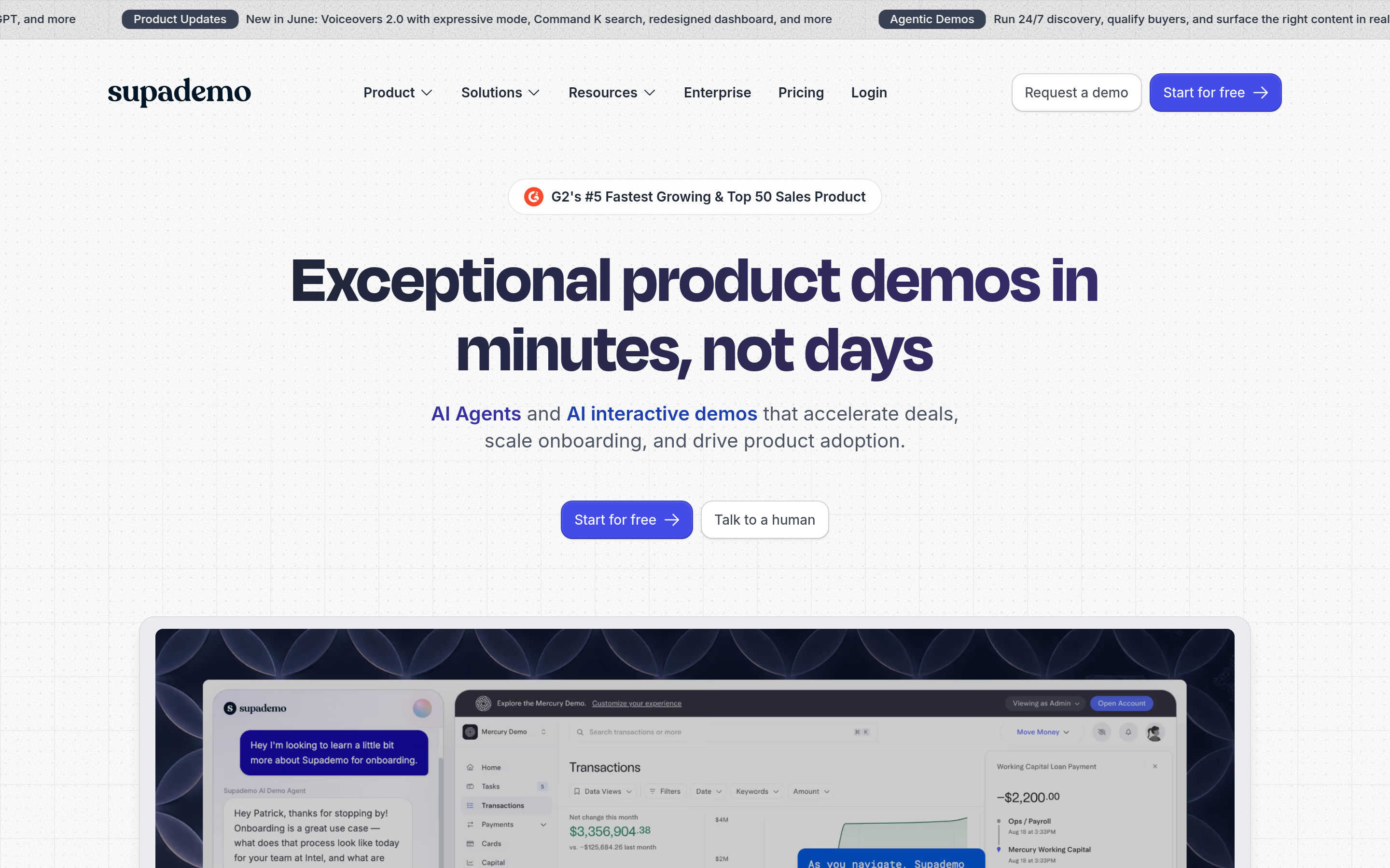 Supademo website screenshot — product, features and pricing