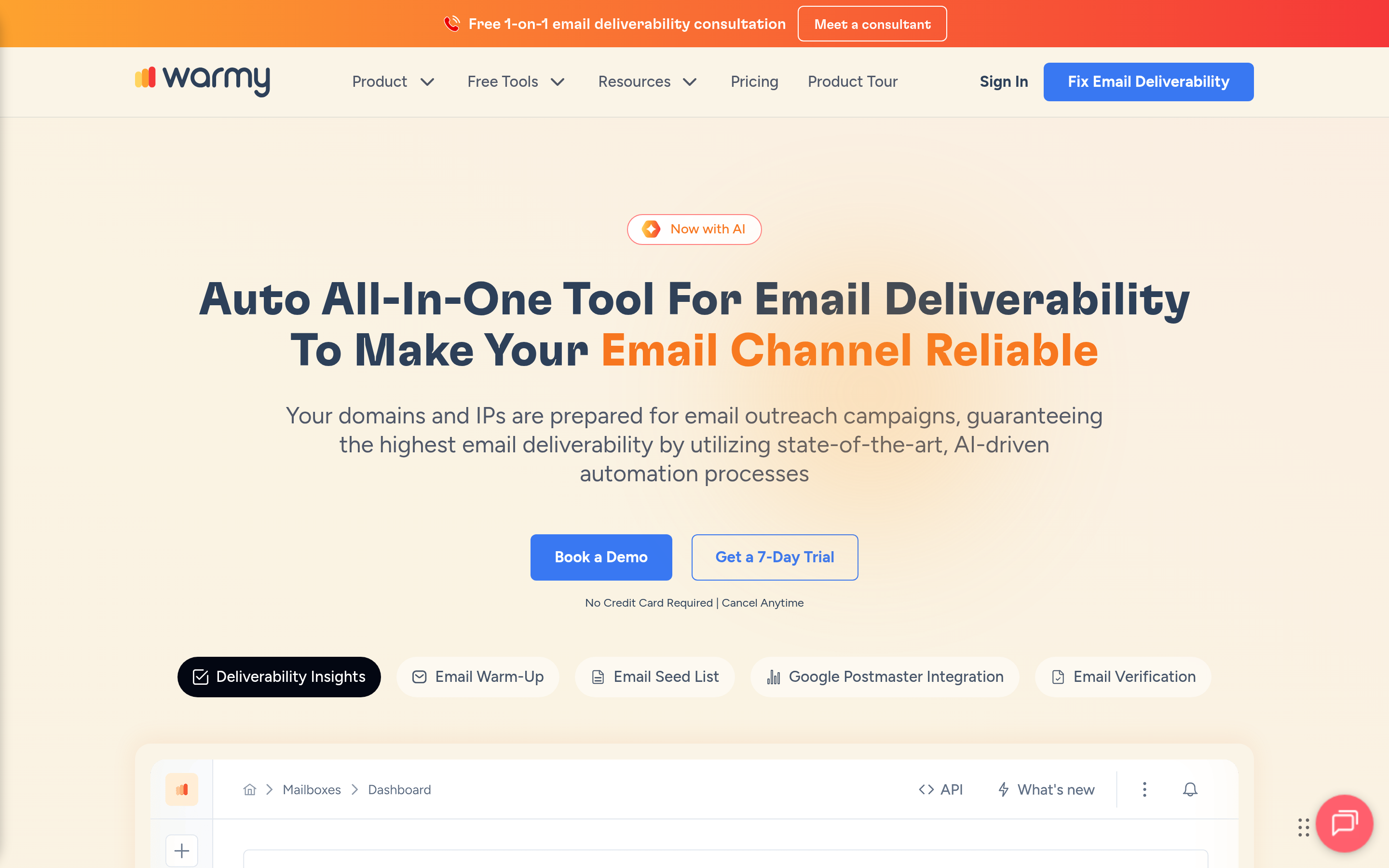 Warmy.io website screenshot — product, features and pricing
