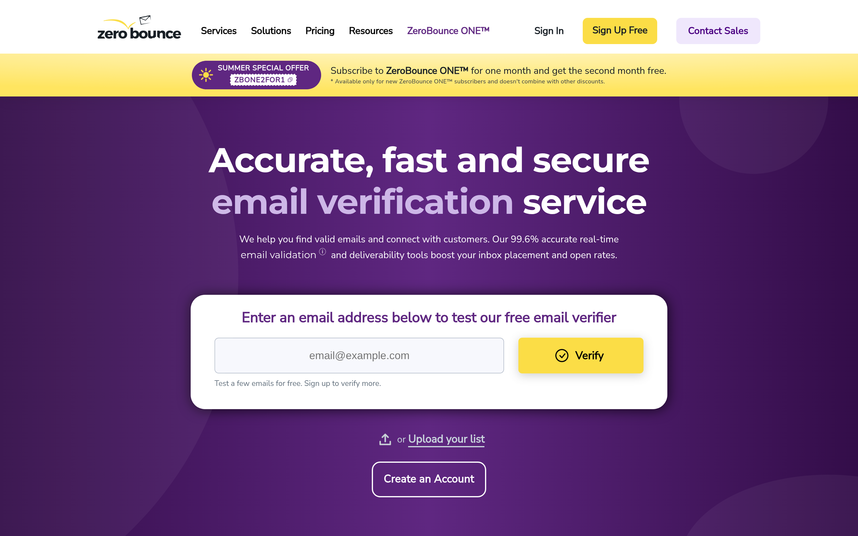 ZeroBounce website screenshot — product, features and pricing