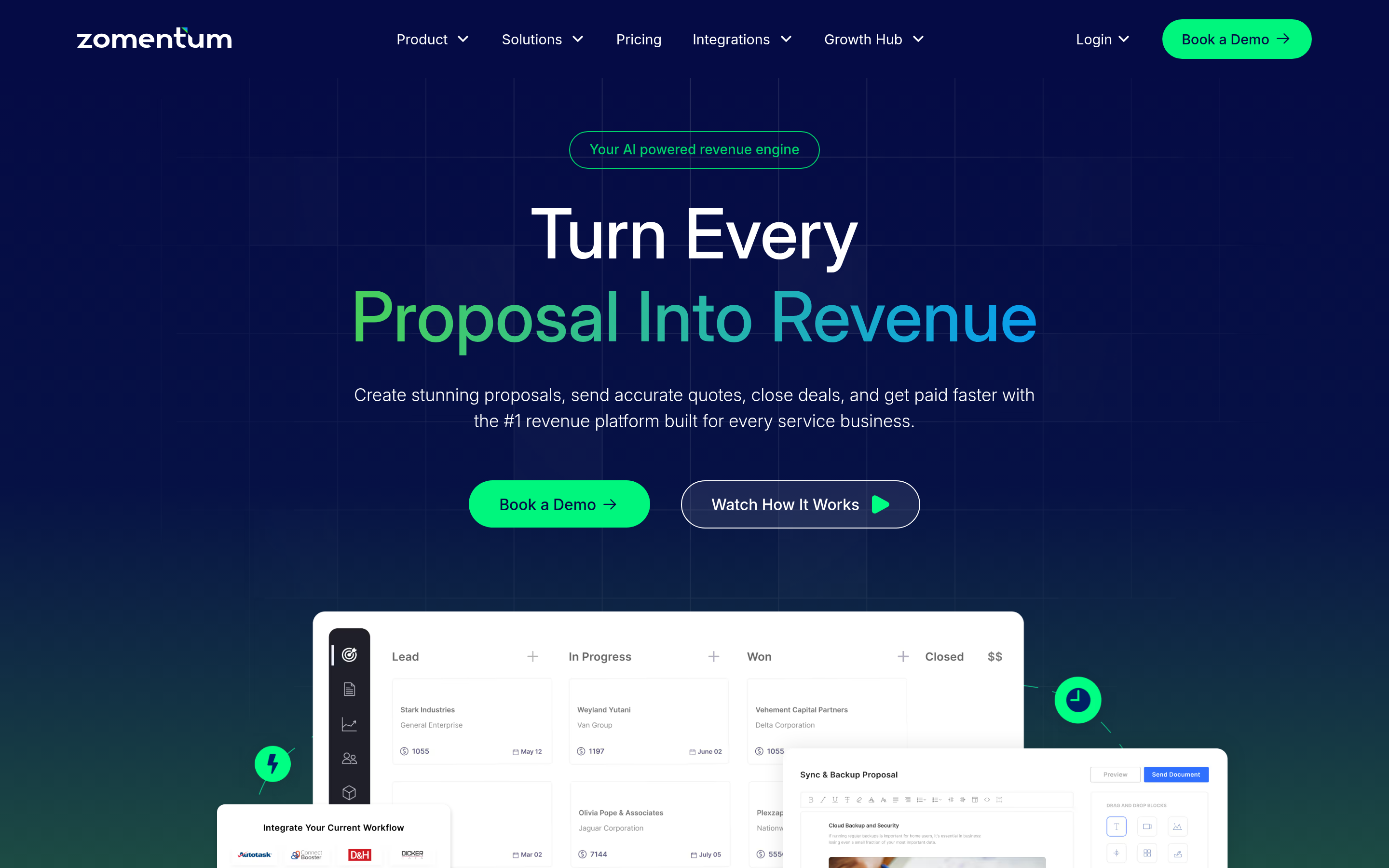 Zomentum website screenshot — product, features and pricing