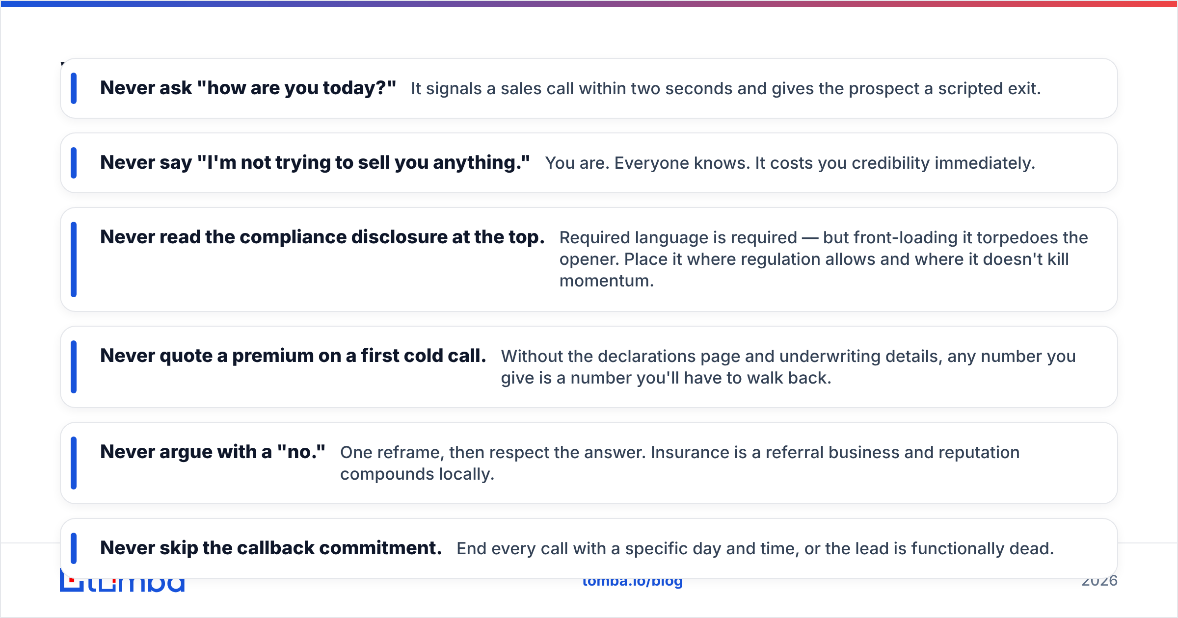 Diagram: What should an insurance sales script never do