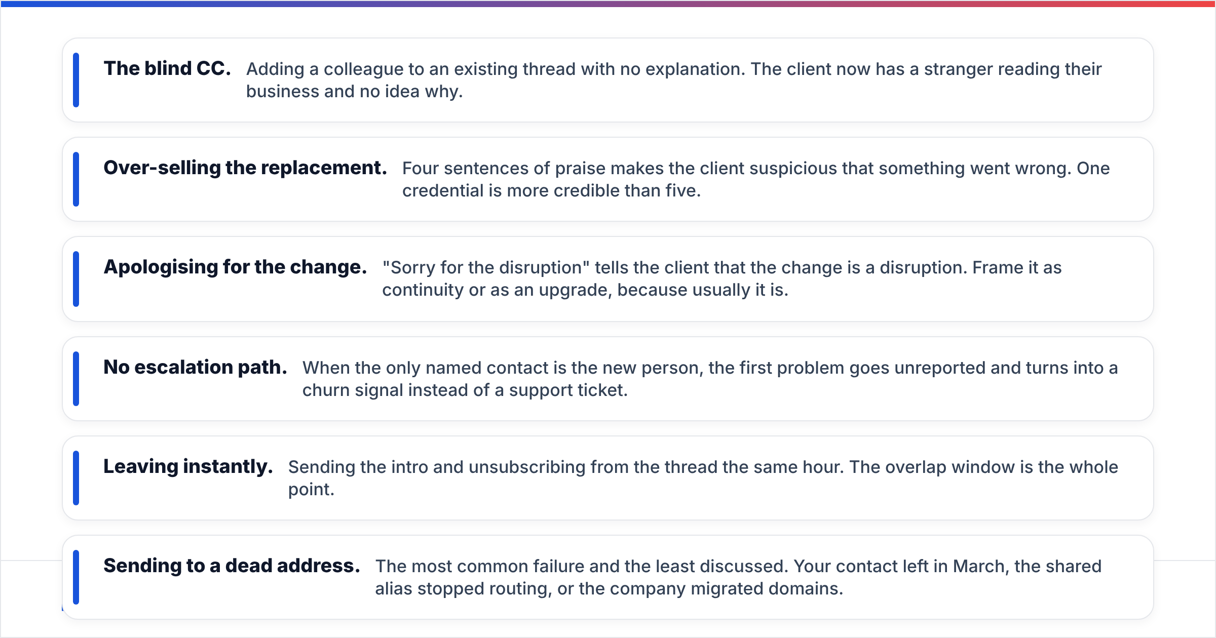 Diagram: What mistakes kill a colleague introduction email