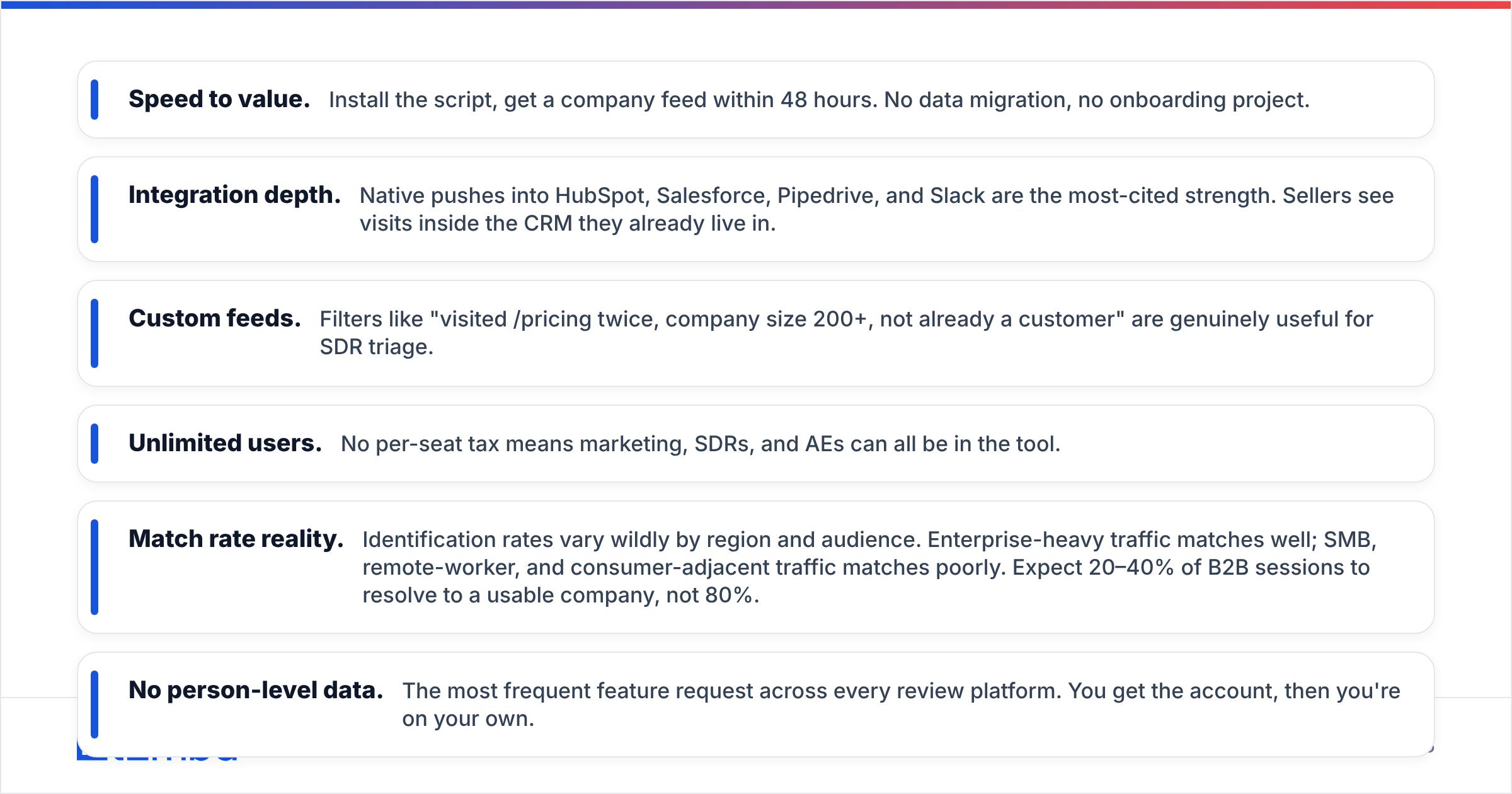 Diagram: What do Leadfeeder reviews actually say