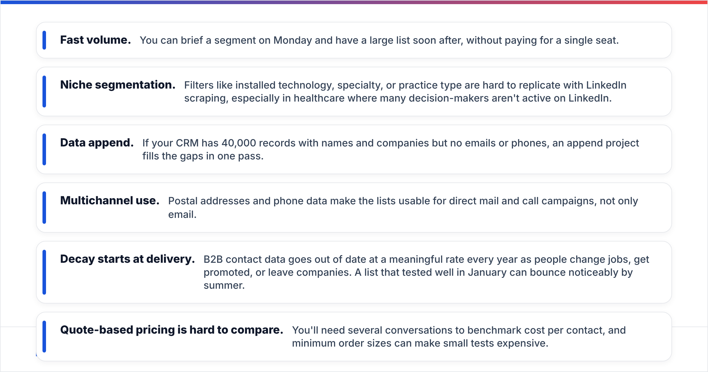 Diagram: Is Thomson Data a good choice for bulk B2B lists